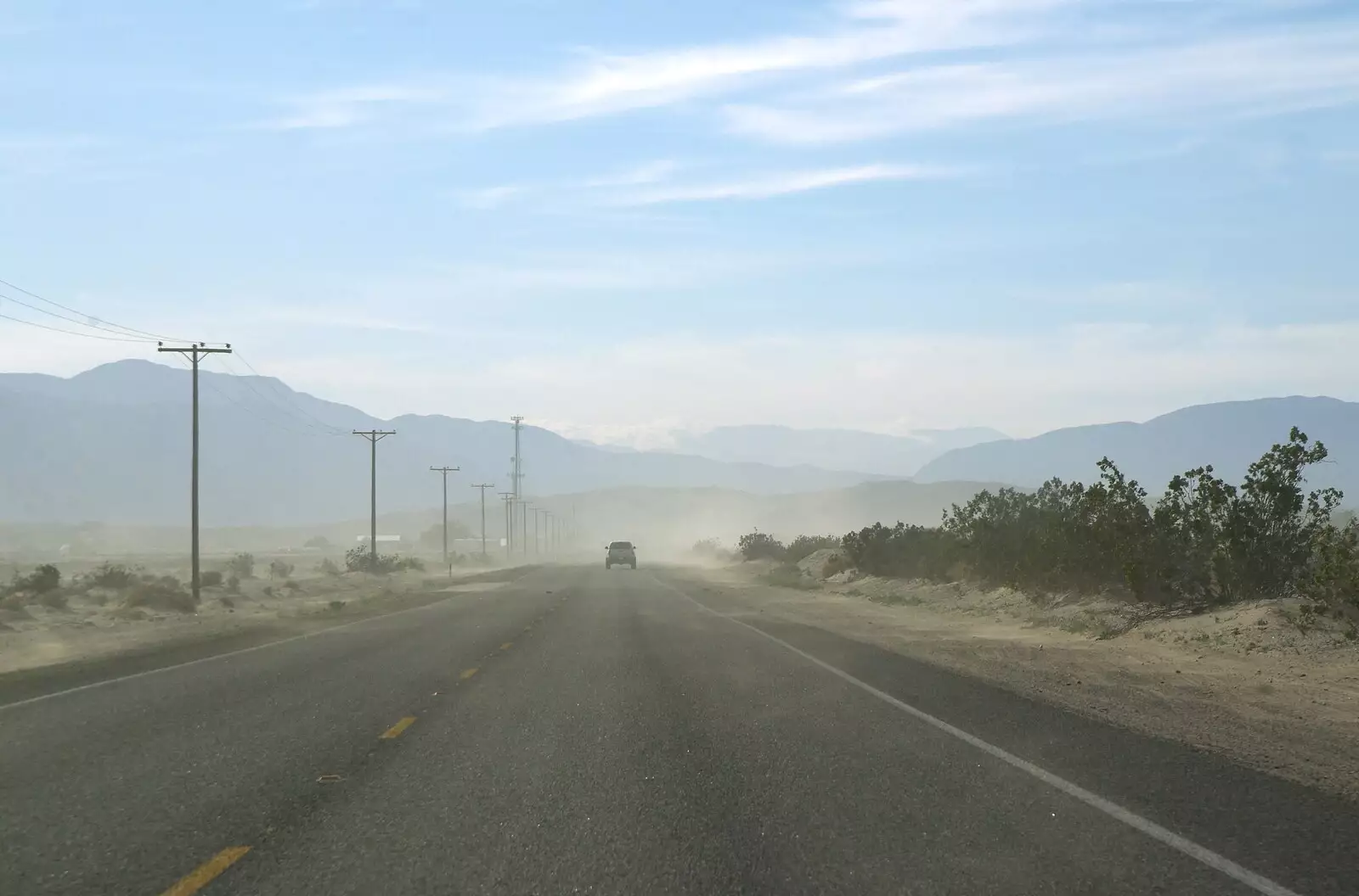 A dust storm cross the road, from The End of the World: Julian to the Salton Sea and Back, California, US - 1st March 2008