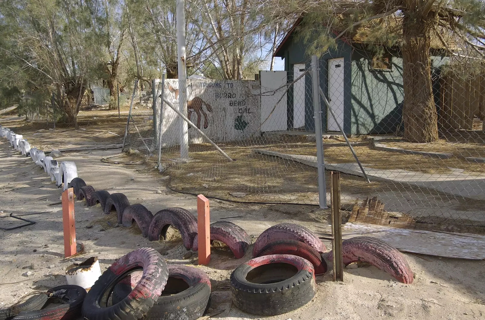 A tyre barricade, from The End of the World: Julian to the Salton Sea and Back, California, US - 1st March 2008