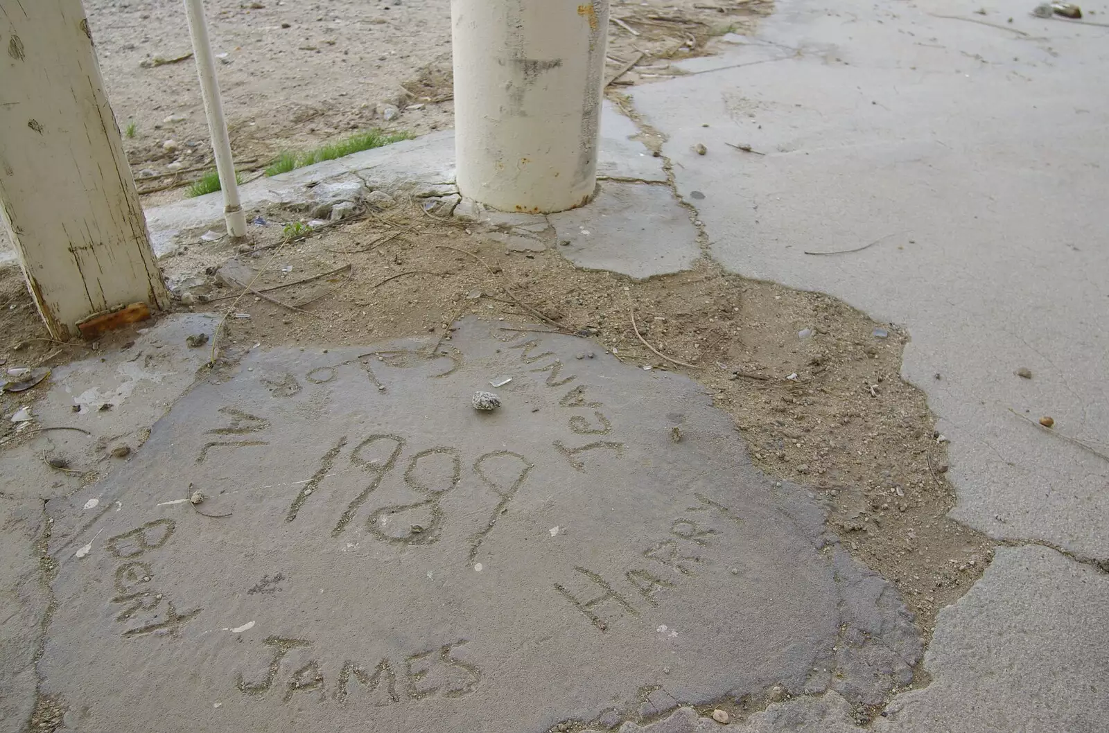 Concrete writing from 1989 shows a poignant hope, from The End of the World: Julian to the Salton Sea and Back, California, US - 1st March 2008