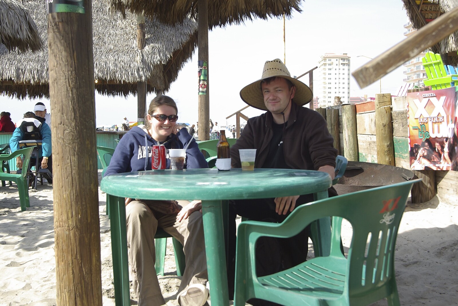Rosarito and Tijuana, Baja California, Mexico - 2nd March 2008: Isobel and Nosher at a tacky bar