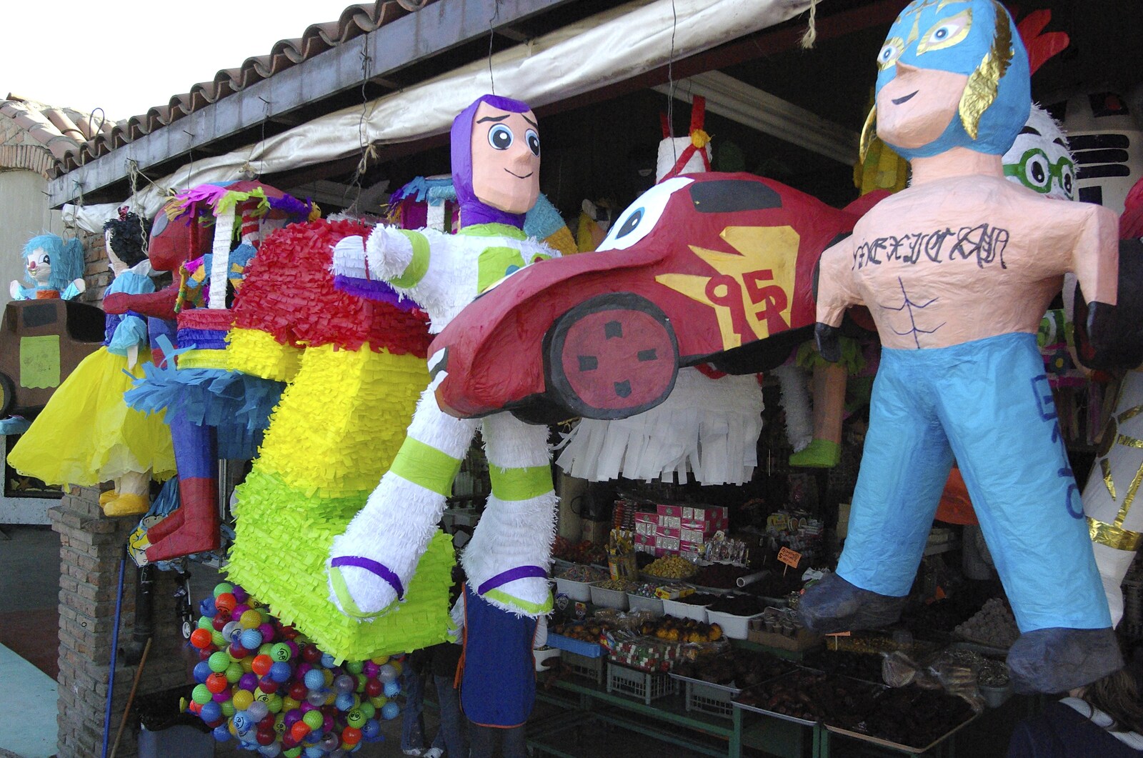 Rosarito and Tijuana, Baja California, Mexico - 2nd March 2008: Random cartoon super-heroes and Mexican wrestlers