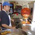 The taco dude prepares to slice the al pastor pork, Rosarito and Tijuana, Baja California, Mexico - 2nd March 2008