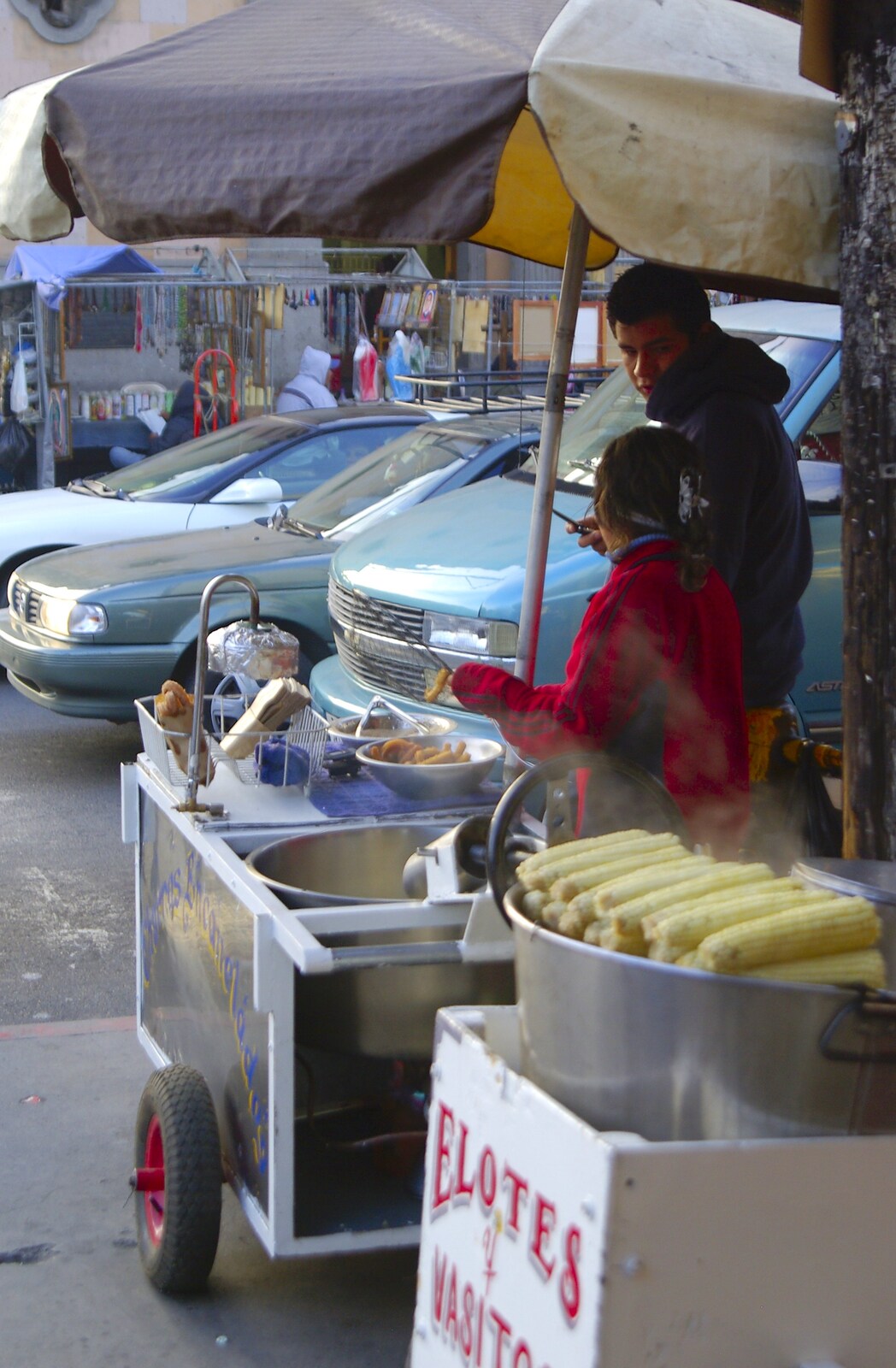 Rosarito and Tijuana, Baja California, Mexico - 2nd March 2008: More street corn