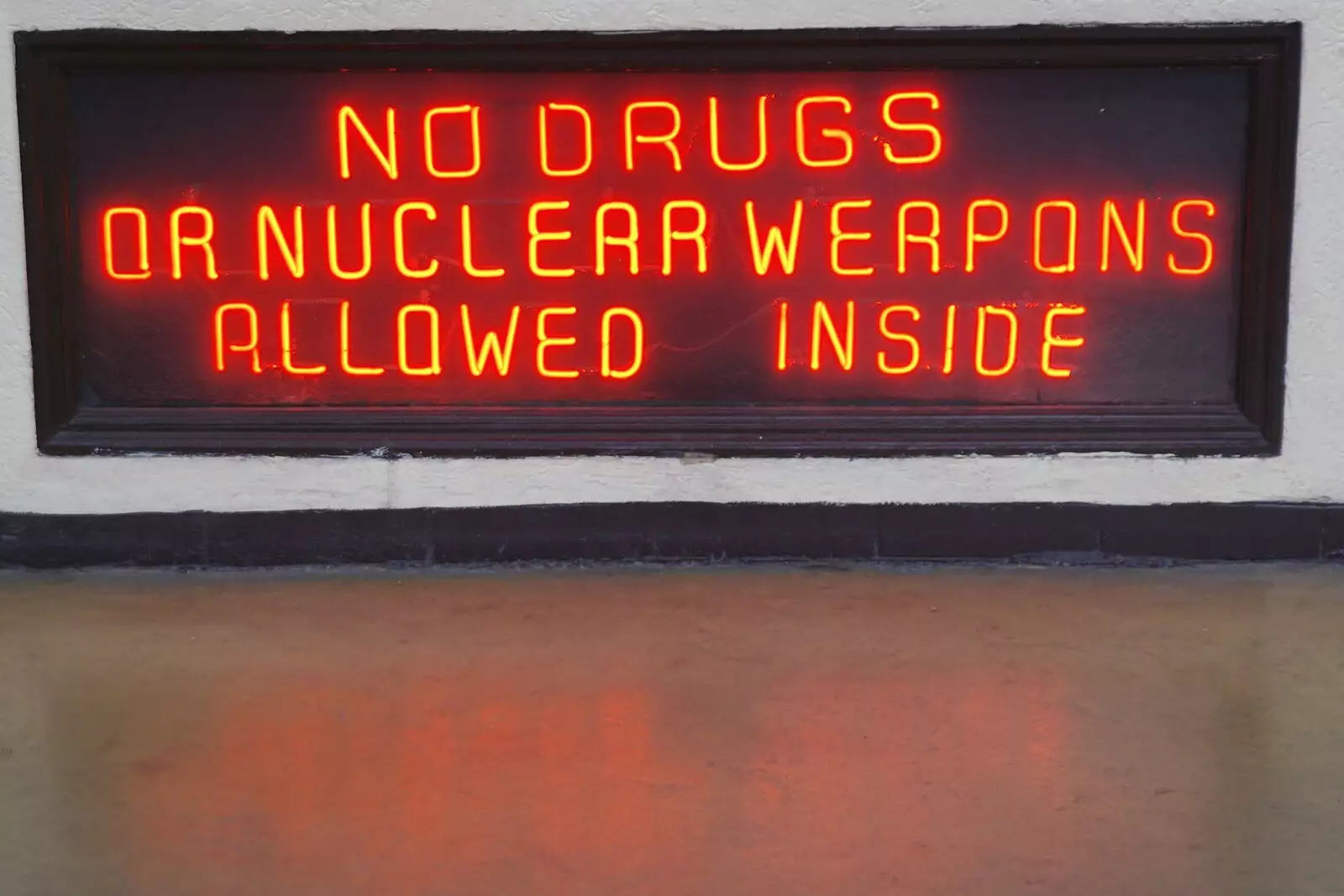 Amusing sign: no drugs or nuclear weapons allowed, from Rosarito and Tijuana, Baja California, Mexico - 2nd March 2008