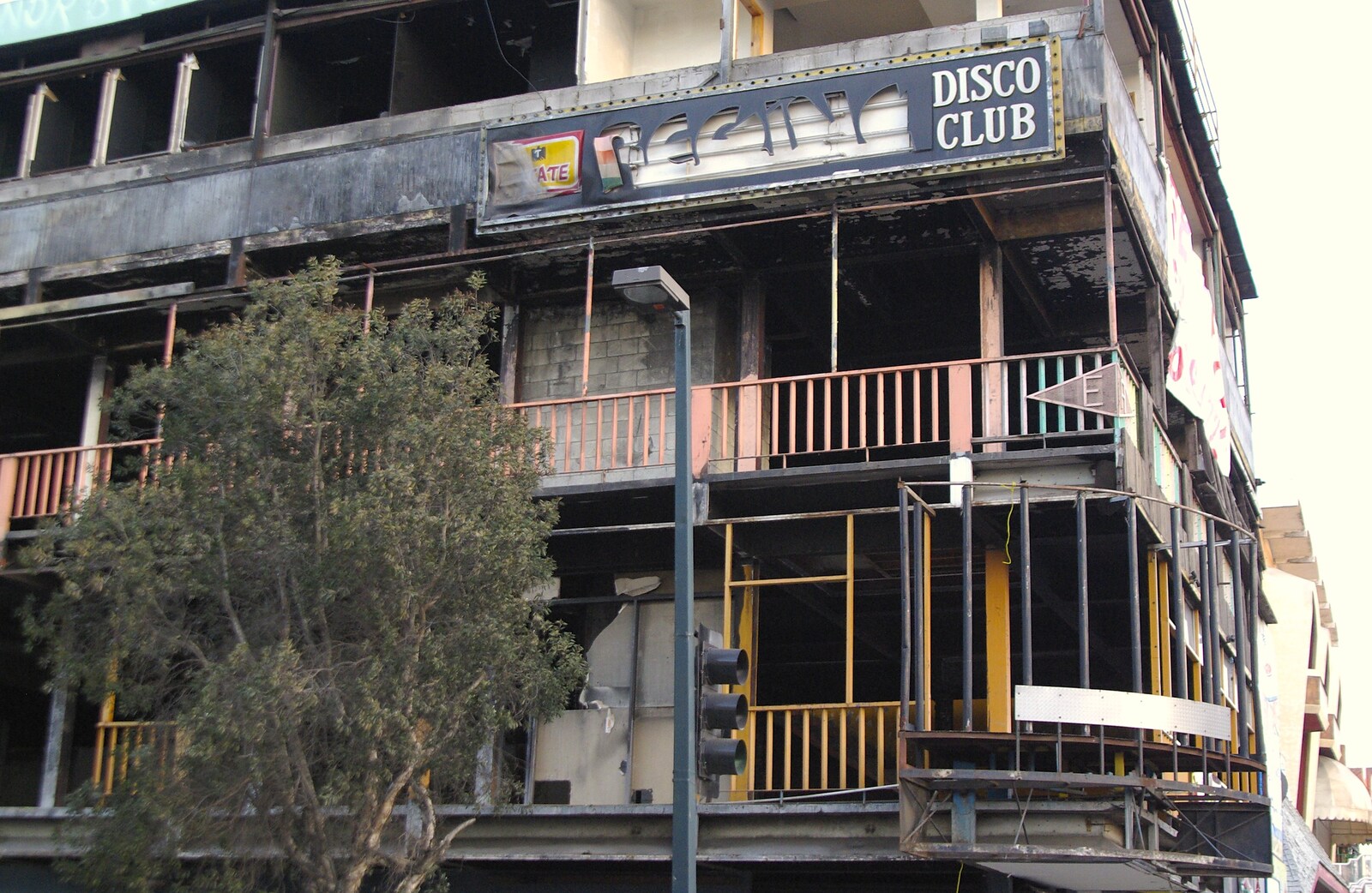 Rosarito and Tijuana, Baja California, Mexico - 2nd March 2008: A burnt-out building