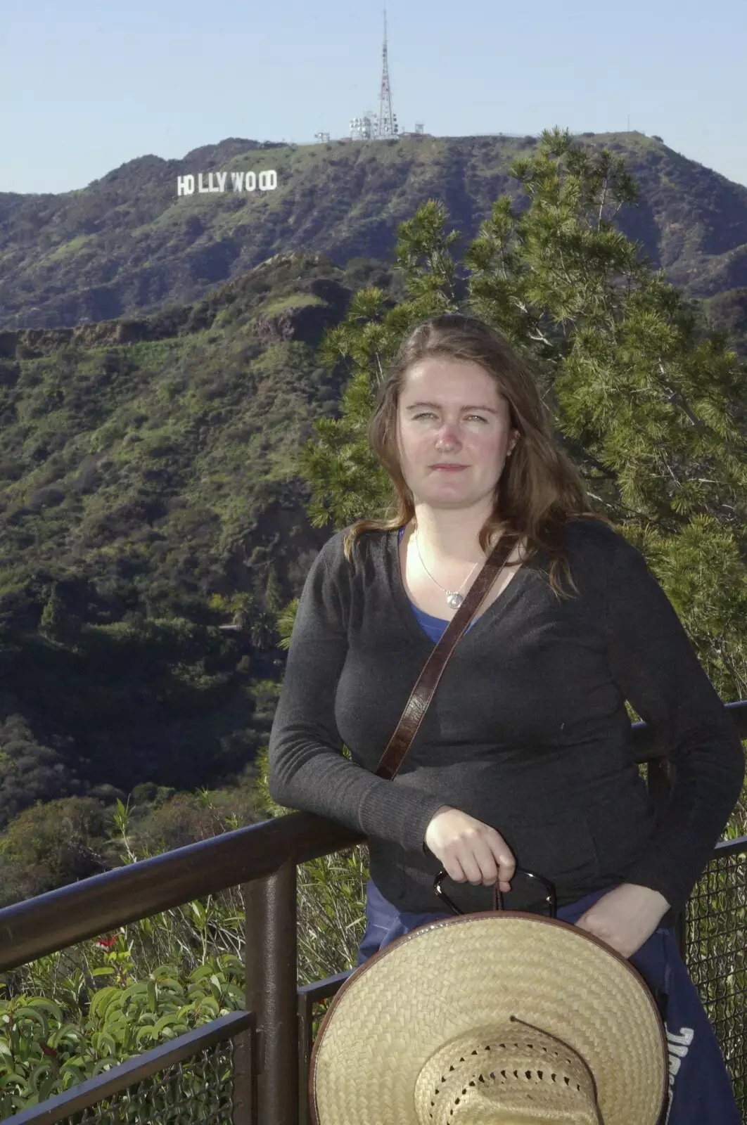 Isobel and the Hollywood sign, from San Diego and Hollywood, California, US - 3rd March 2008