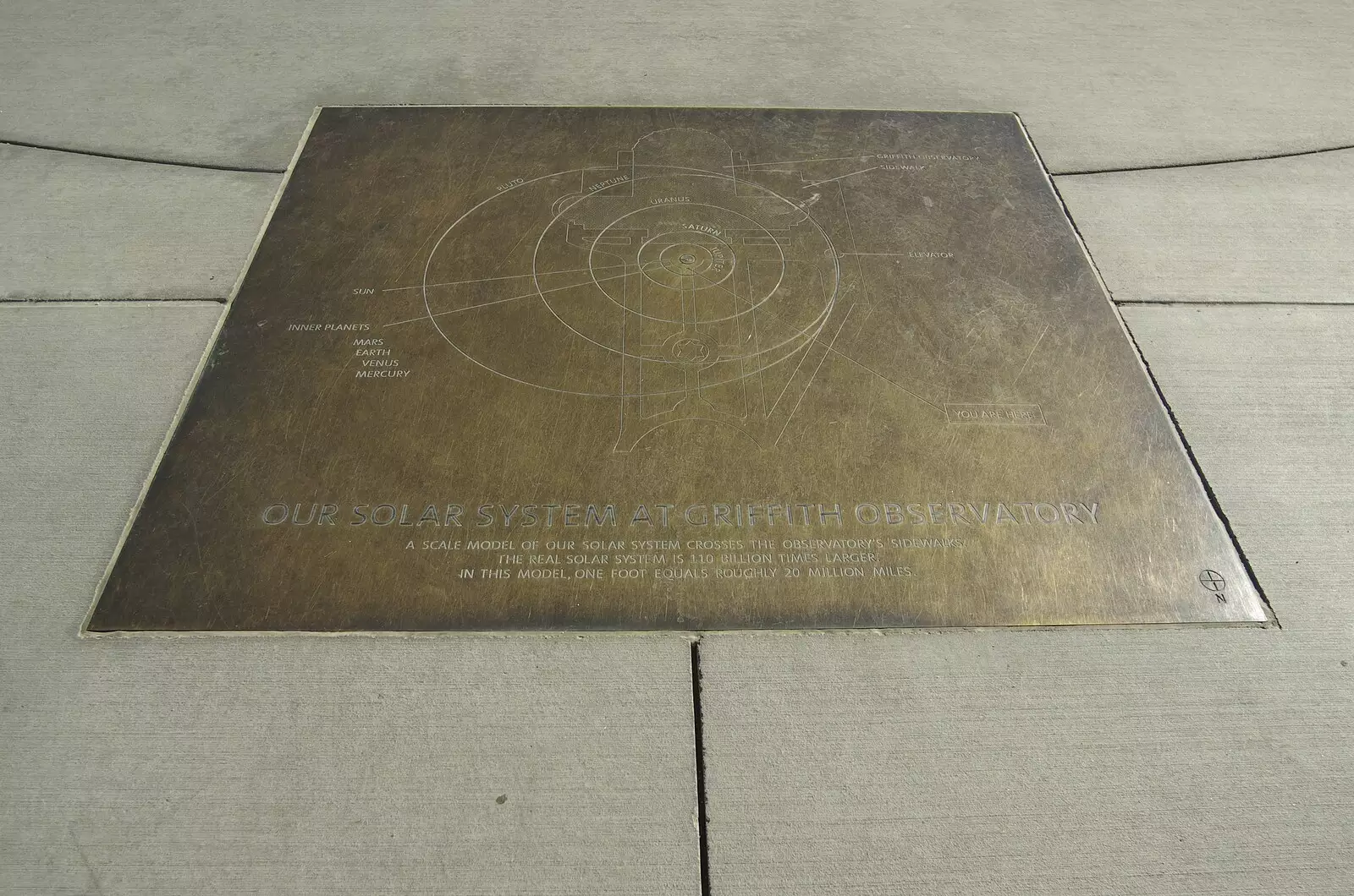 A brass engraving of the solar system, from San Diego and Hollywood, California, US - 3rd March 2008
