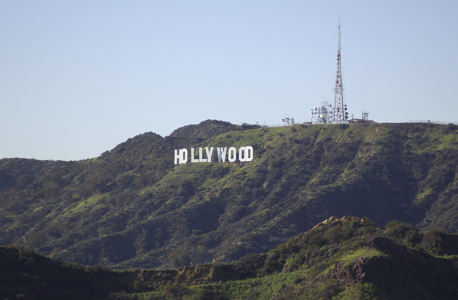 San Diego and Hollywood, California, US - 3rd March 2008: The iconic (but tiny) Hollywood sign