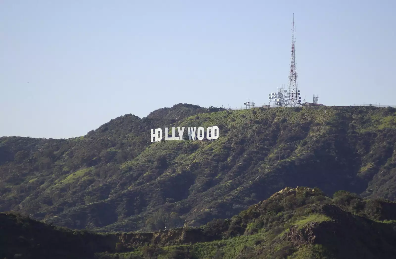 The iconic (but tiny) Hollywood sign, from San Diego and Hollywood, California, US - 3rd March 2008