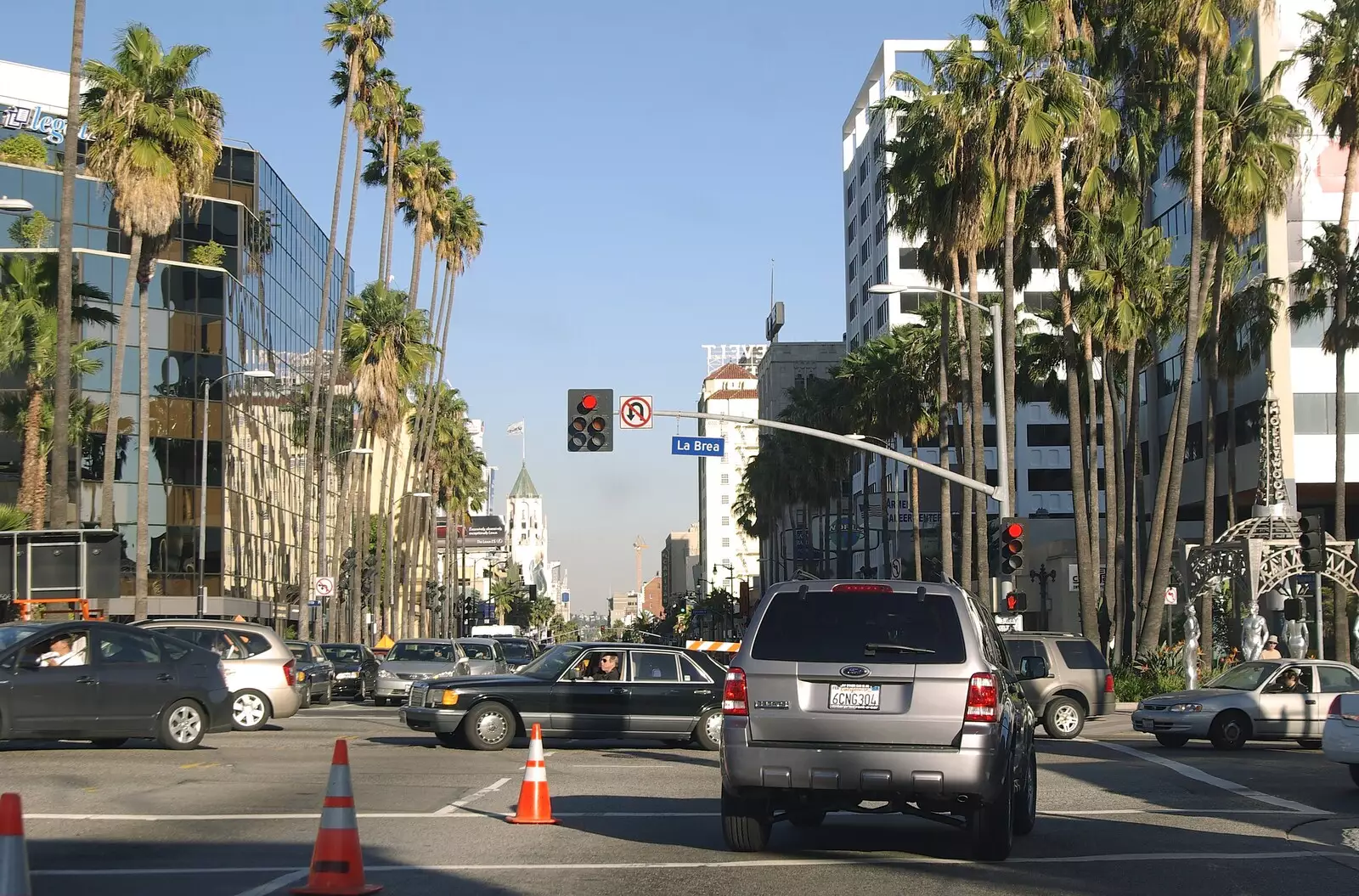 Intersection of Hollywood Boulevard and La Brea, from San Diego and Hollywood, California, US - 3rd March 2008