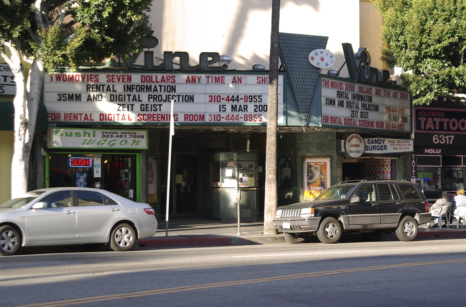 San Diego and Hollywood, California, US - 3rd March 2008: Seedy cinema near Hollywood and Vine