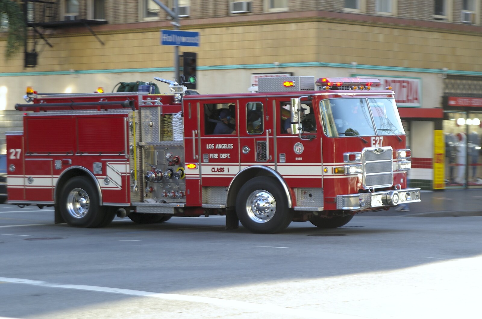 San Diego and Hollywood, California, US - 3rd March 2008: Not much is more US-iconic than a racing fire truck