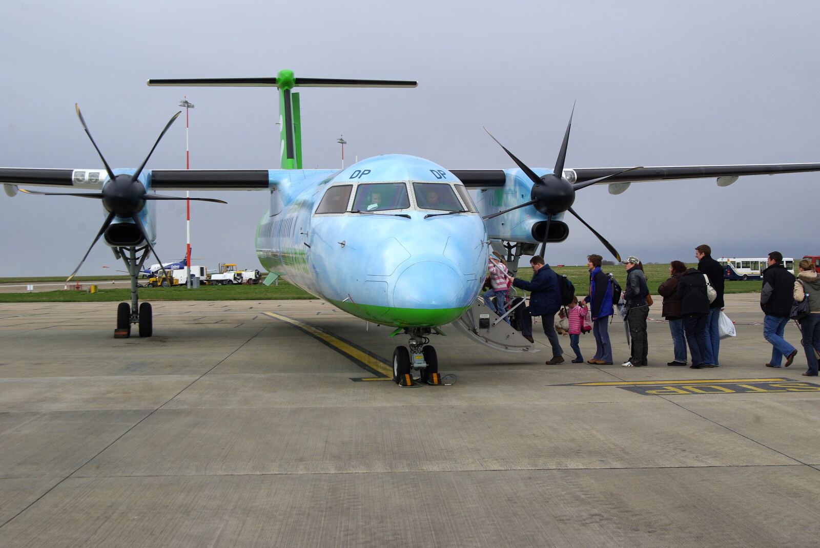 Easter in Dublin, Ireland - 21st March 2008: The FlyBE Dash 8 loads up on the tarmac