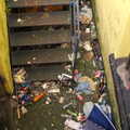 A basement staircase doubles as a rubbish bin, Easter in Dublin, Ireland - 21st March 2008