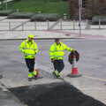 A couple of workers do sod-all and watch tarmac set, Easter in Dublin, Ireland - 21st March 2008