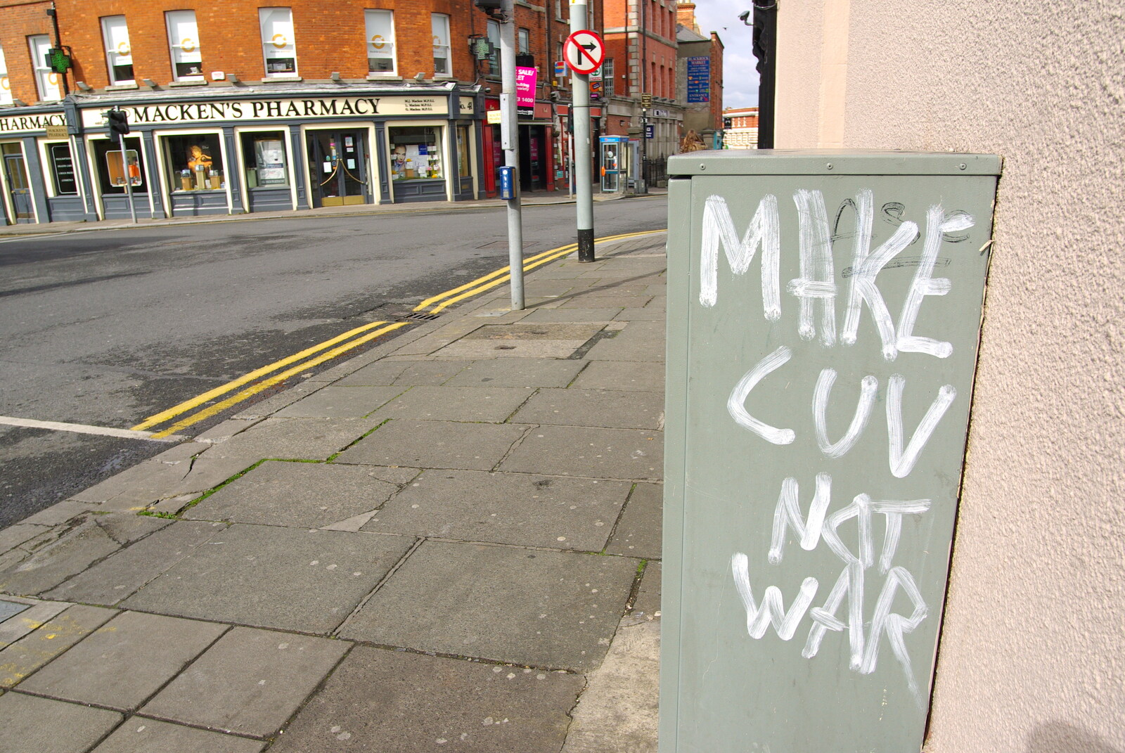 Easter in Dublin, Ireland - 21st March 2008: In Blackrock: 'Make luv not war'