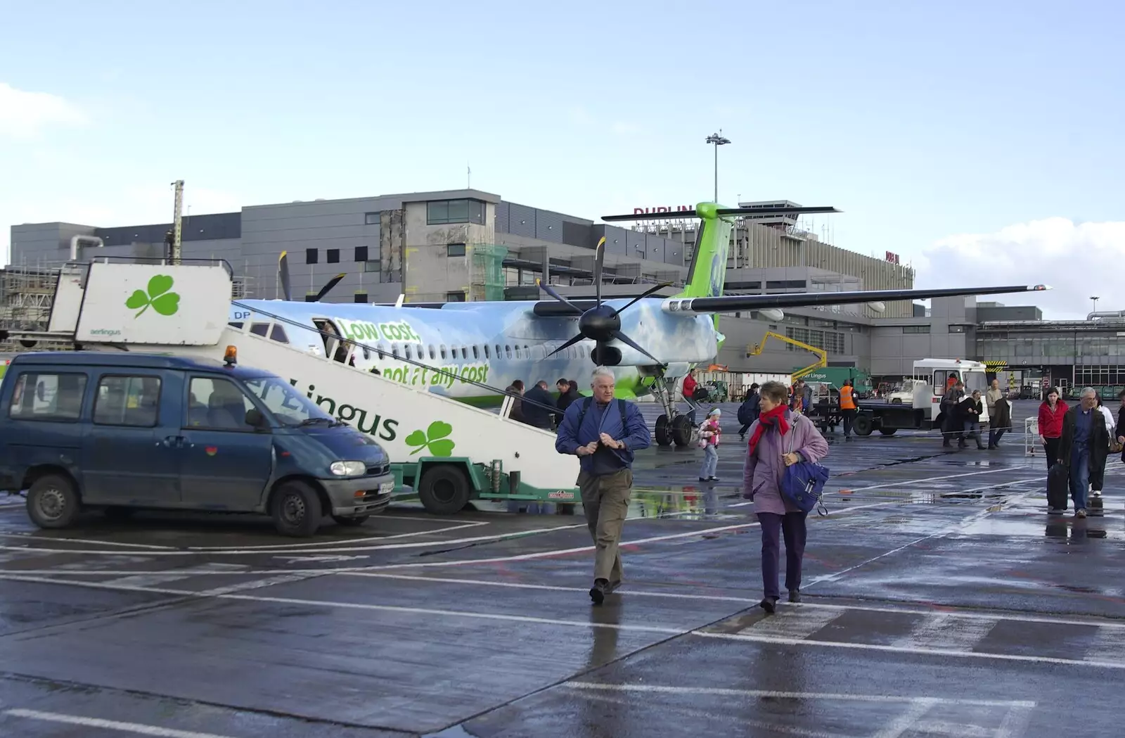 The plane disembarks on a cold and wet apron, from Easter in Dublin, Ireland - 21st March 2008