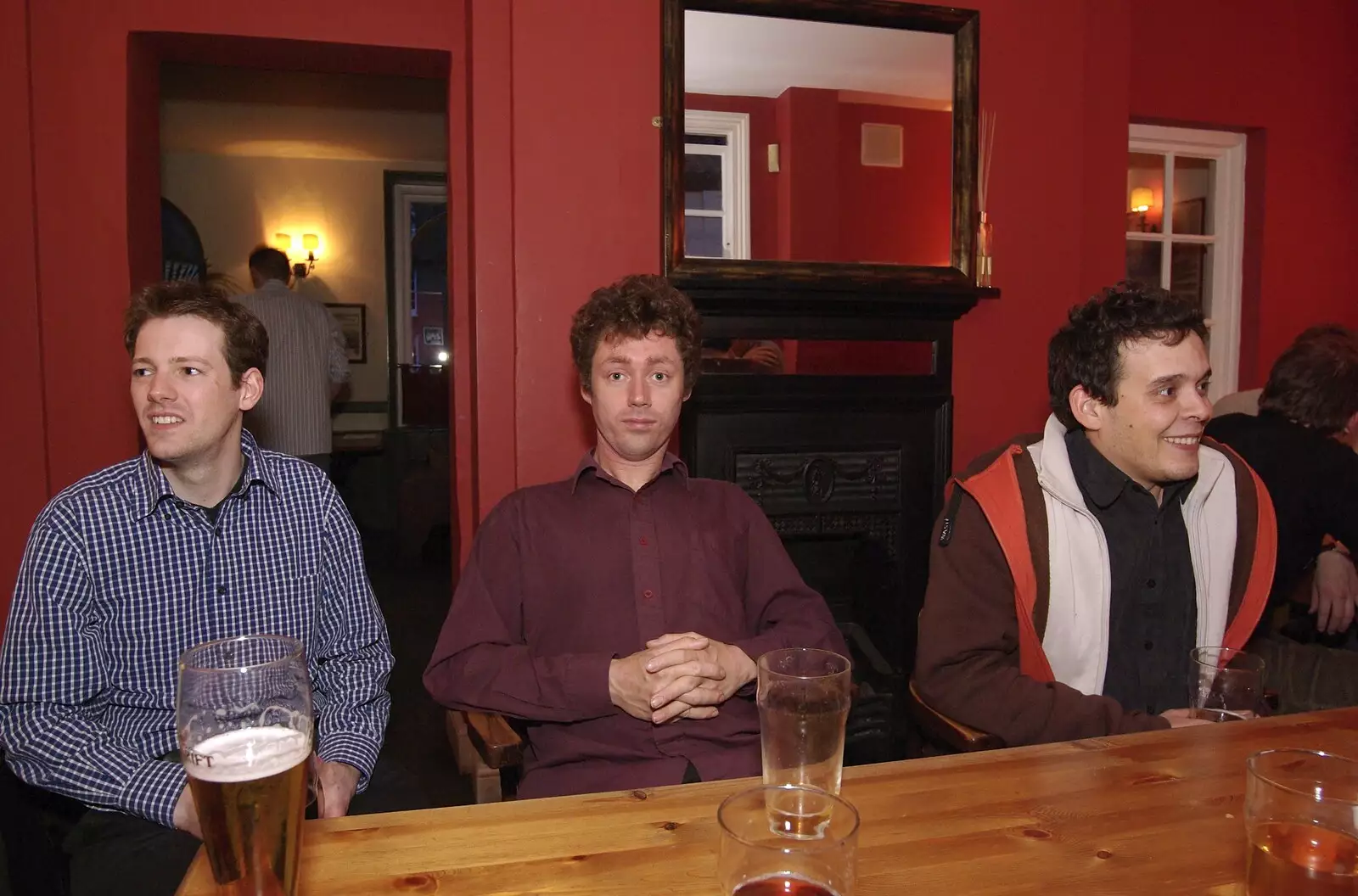 Al, a surprised-looking Nick and Hani, from Hani's Stag Beers and a Punting Trip on the Cam, Cambridge - 1st May 2008