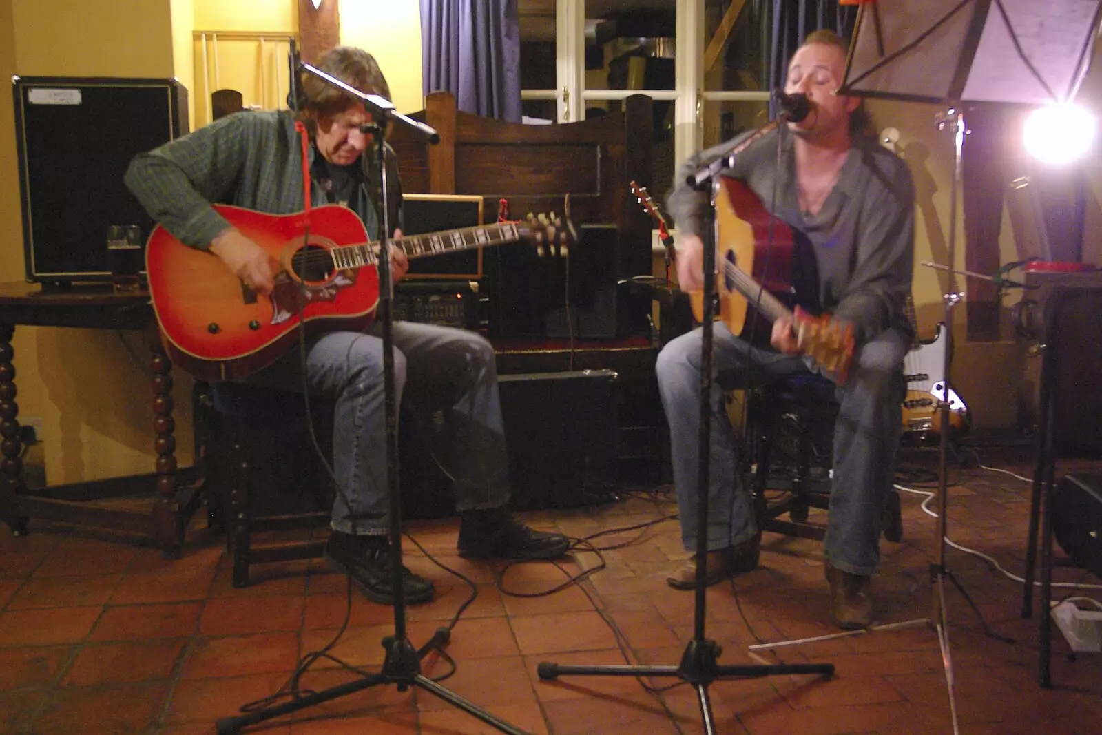 A couple of acoustic guitars in the Burston Crown, from Hani's Stag Beers and a Punting Trip on the Cam, Cambridge - 1st May 2008