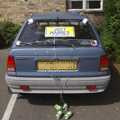 Nosher's old car has 'just married' on it, Hani and Anne's Wedding, County Hall, Cambridge - 2nd May 2008