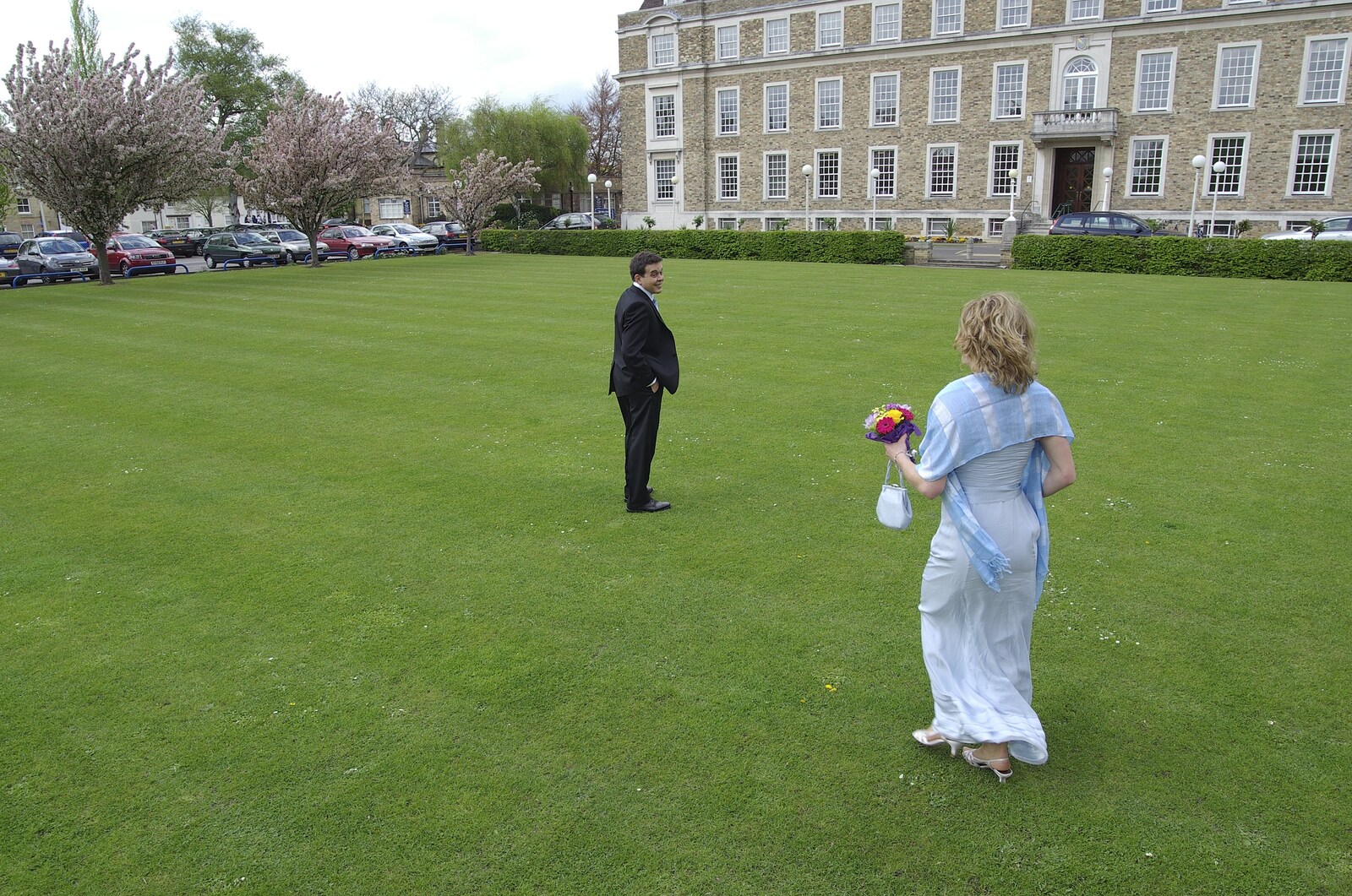 Hani and Anne's Wedding, County Hall, Cambridge - 2nd May 2008: Hani and Anne on the lawn