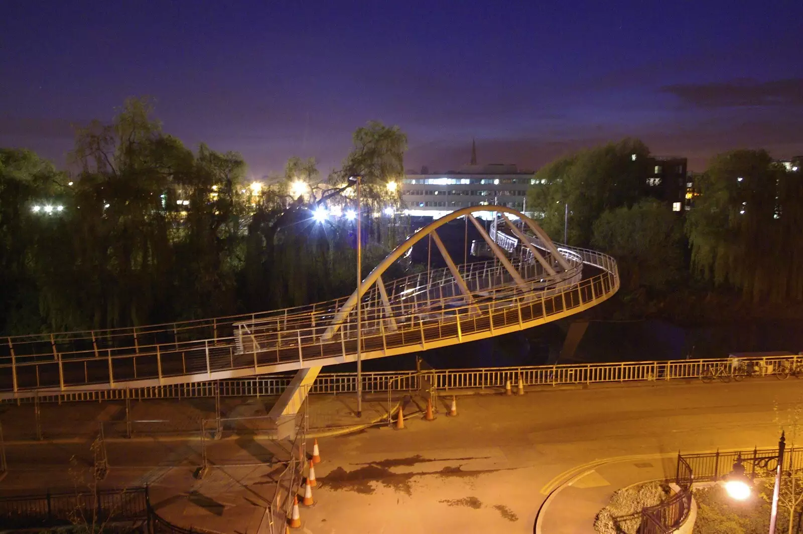 The new 'Sponsored by Tesco' cycle bridge, from Hani and Anne's Wedding, County Hall, Cambridge - 2nd May 2008