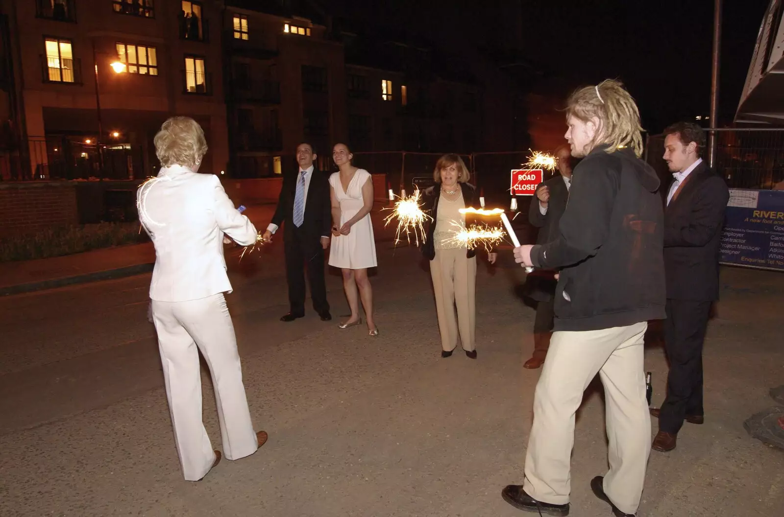 Sparklers and candles in the night, from Hani and Anne's Wedding, County Hall, Cambridge - 2nd May 2008