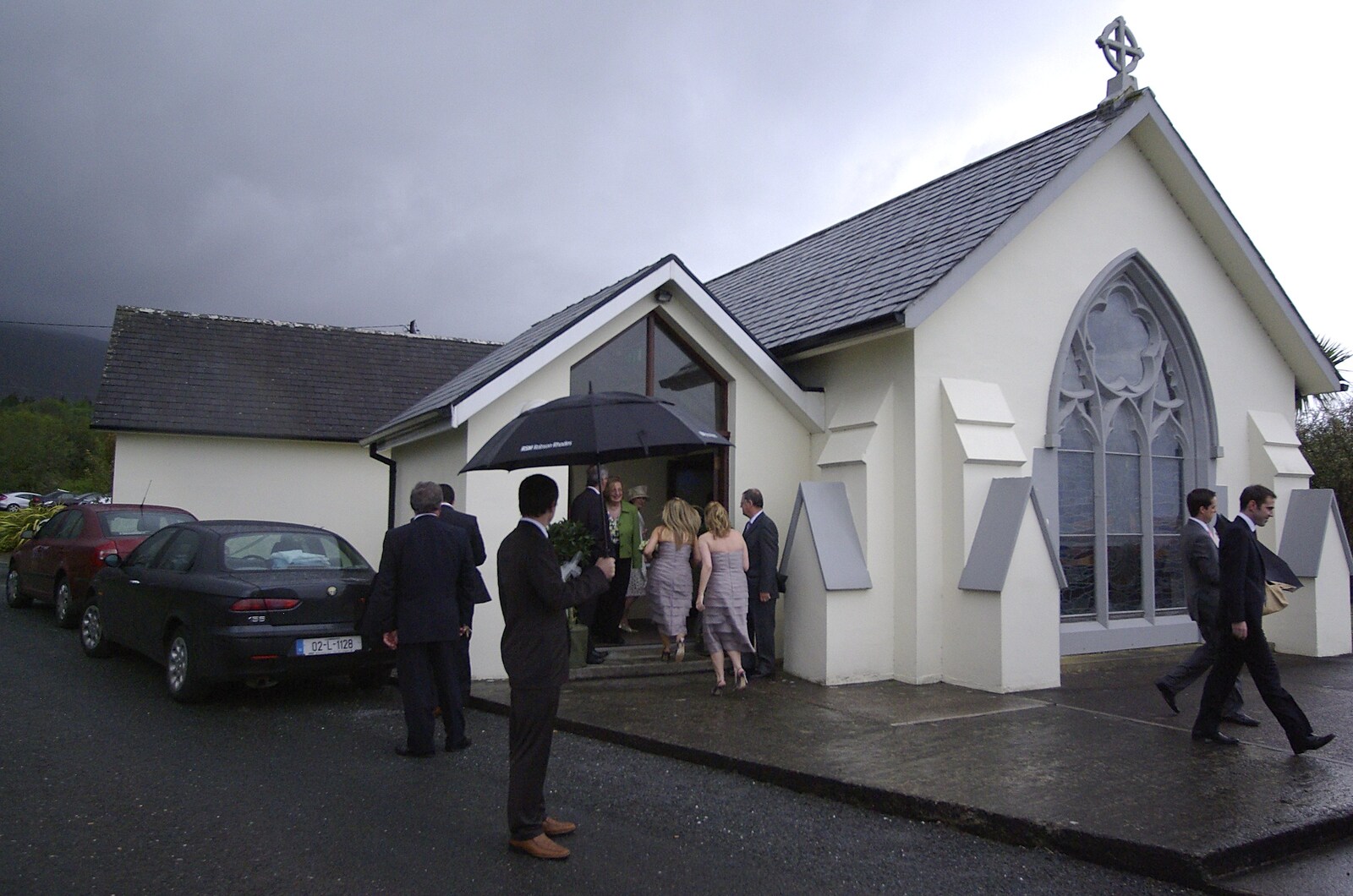 Paul and Jenny's Wedding, Tralee, County Kerry, Ireland - 3rd May 2008: A church in the rain