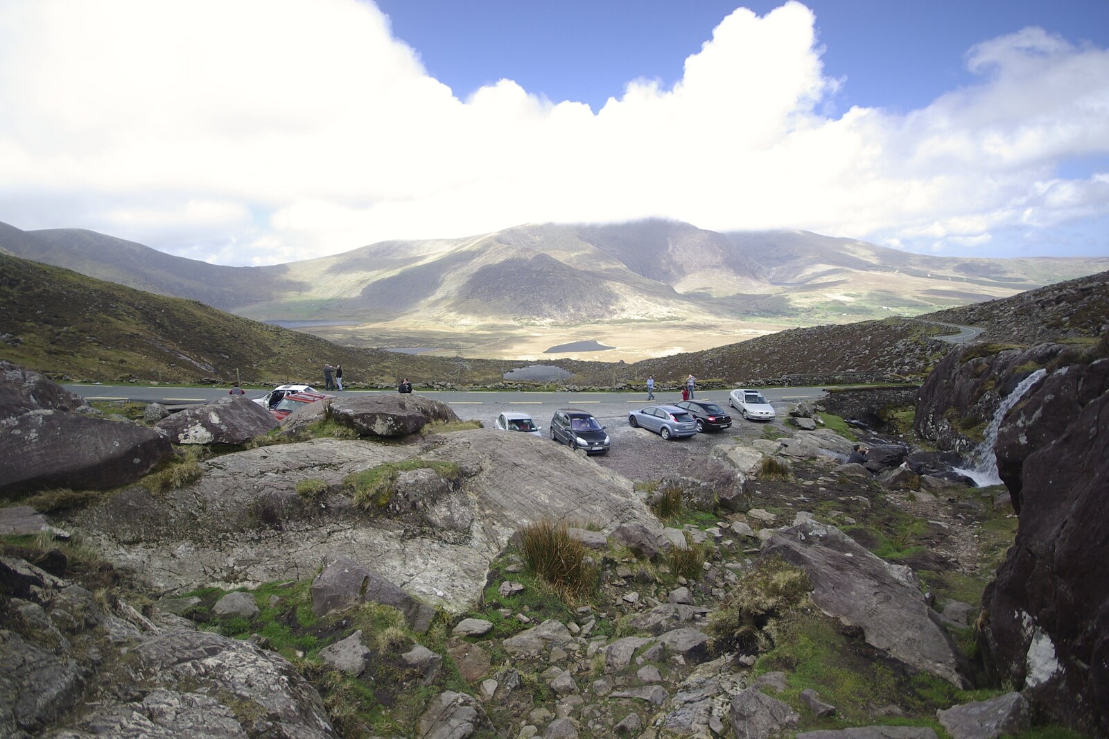 Connor Pass, Slea Head and Dingle, County Kerry, Ireland - 4th May 2008: A car park on the Connor Pass