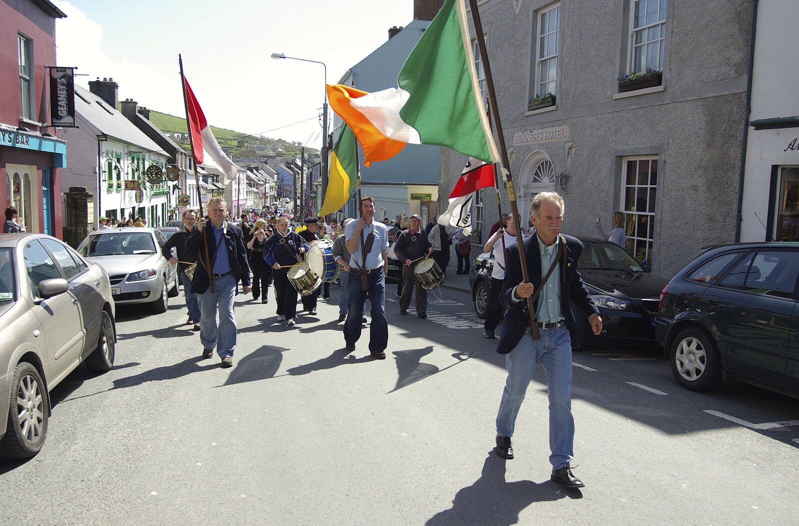 Connor Pass, Slea Head and Dingle, County Kerry, Ireland - 4th May 2008: Main Street in Derry has a parade