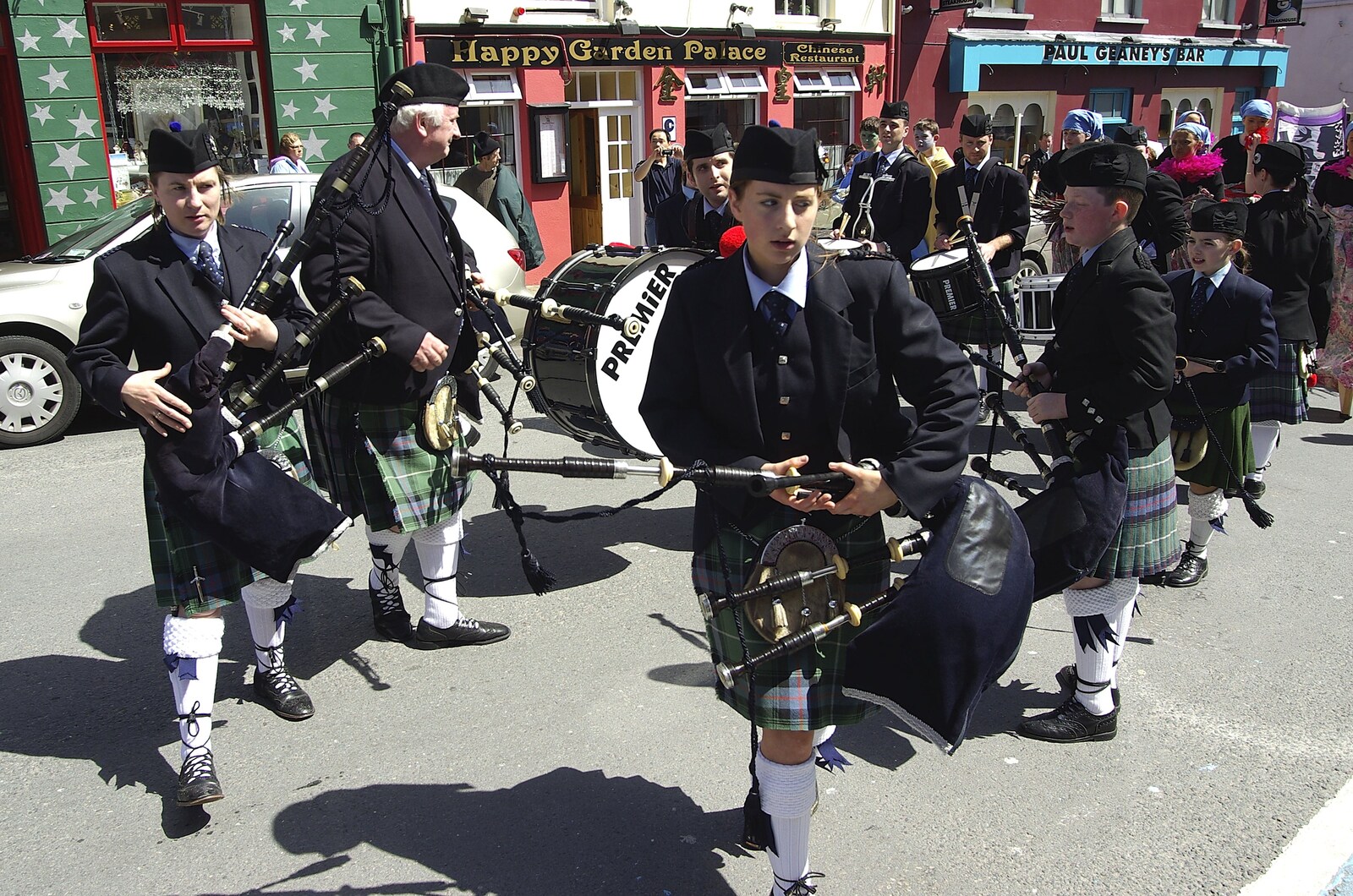 Connor Pass, Slea Head and Dingle, County Kerry, Ireland - 4th May 2008: A bagpipe band