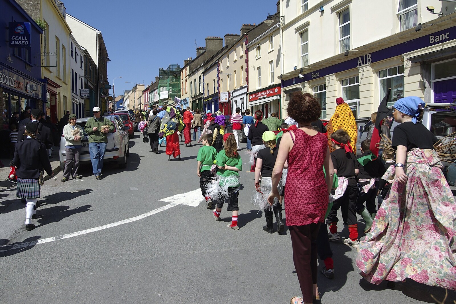 Connor Pass, Slea Head and Dingle, County Kerry, Ireland - 4th May 2008: The parade heads up Dingle's Main Street