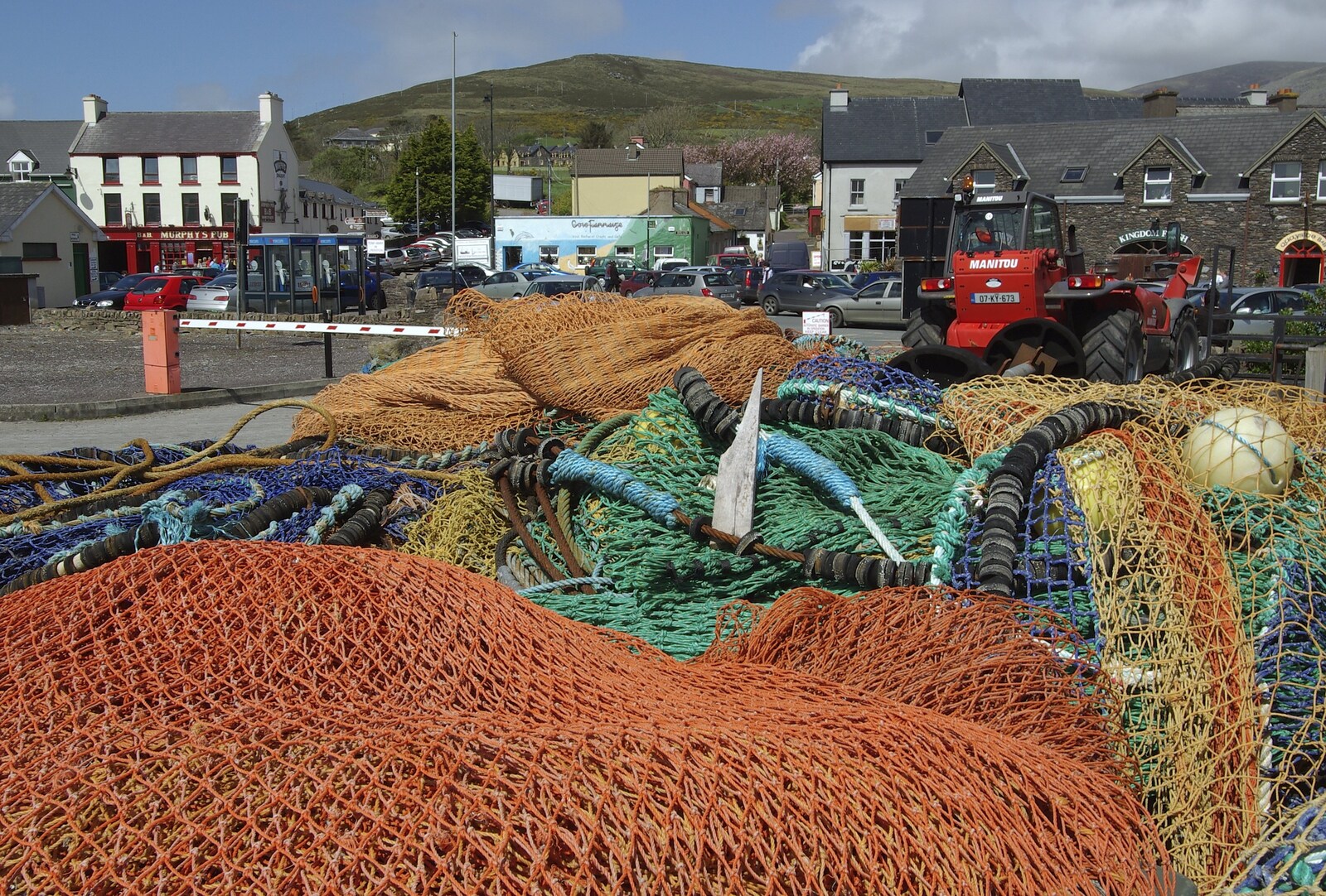 Connor Pass, Slea Head and Dingle, County Kerry, Ireland - 4th May 2008: Multi-coloured fishing nets