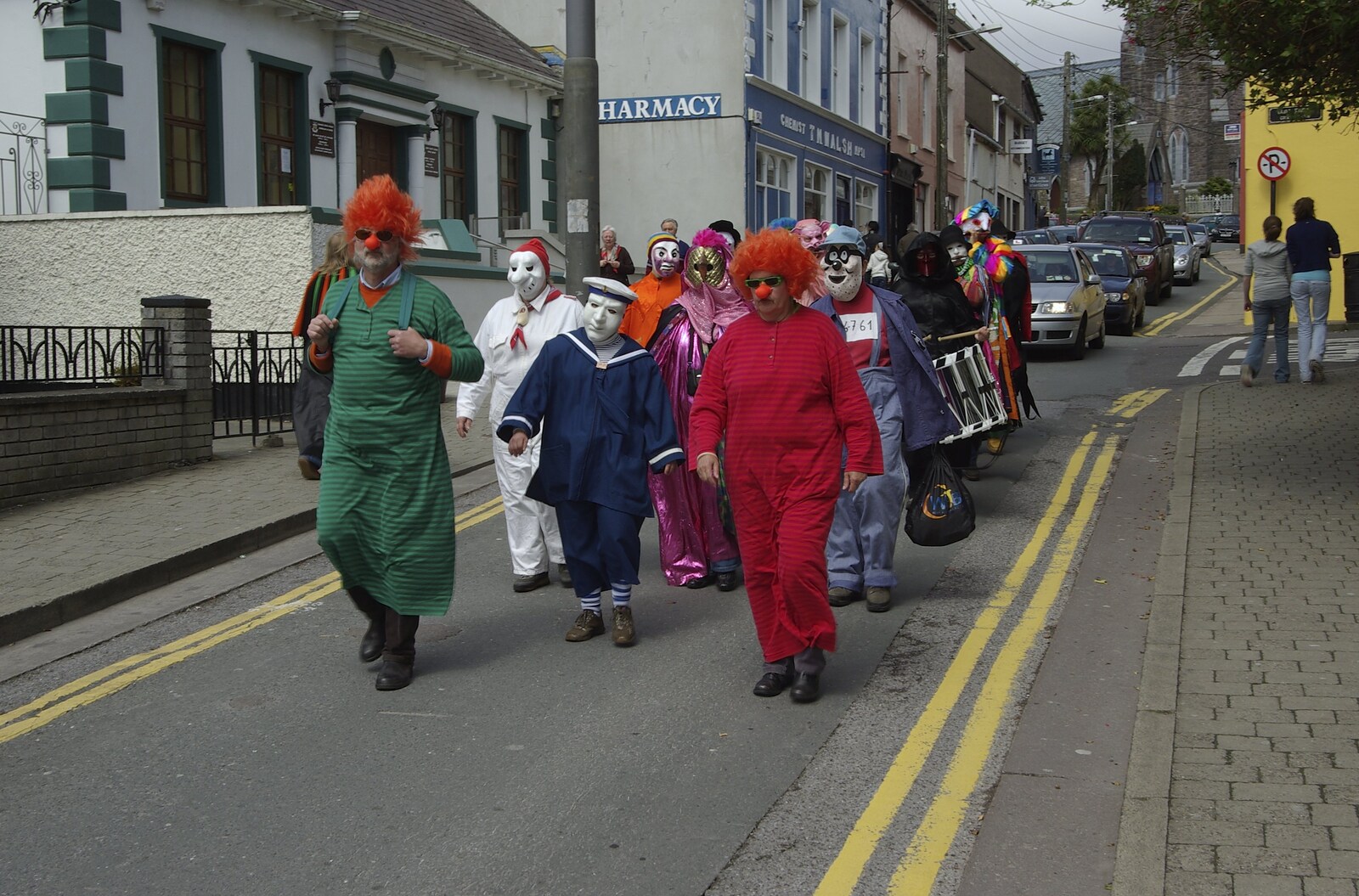Connor Pass, Slea Head and Dingle, County Kerry, Ireland - 4th May 2008: The horror-film clowns walk past