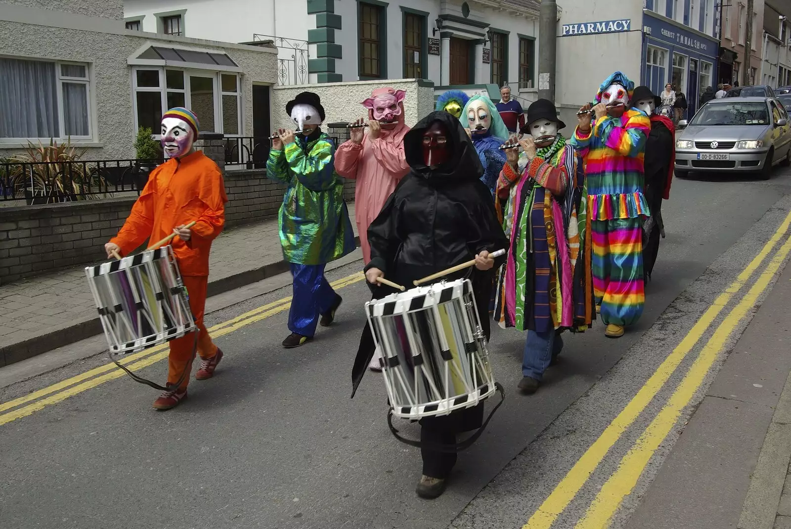 The scary pipe-and-drum band again, from Connor Pass, Slea Head and Dingle, County Kerry, Ireland - 4th May 2008