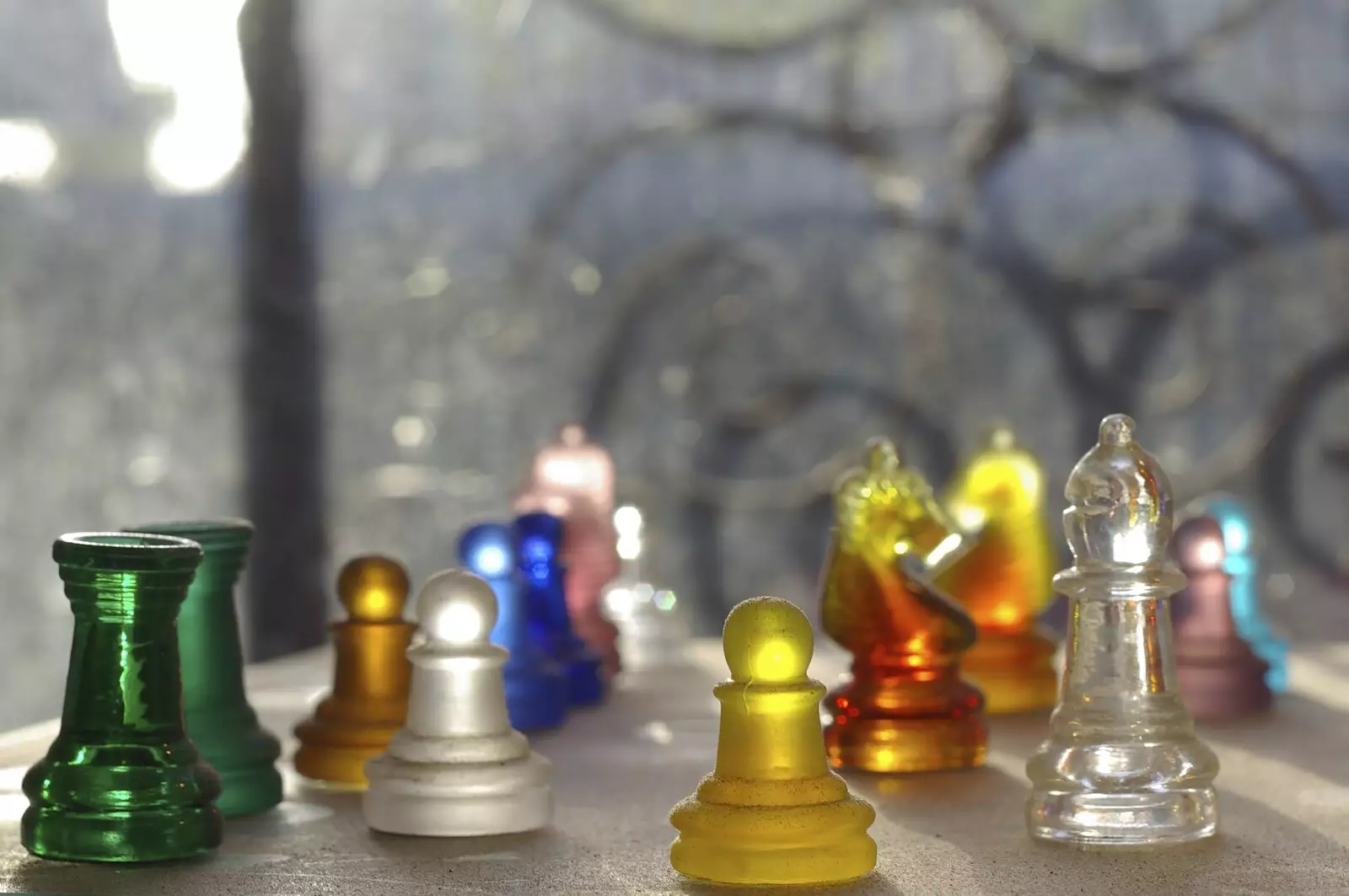 Coloured glass chess pieces, from Connor Pass, Slea Head and Dingle, County Kerry, Ireland - 4th May 2008