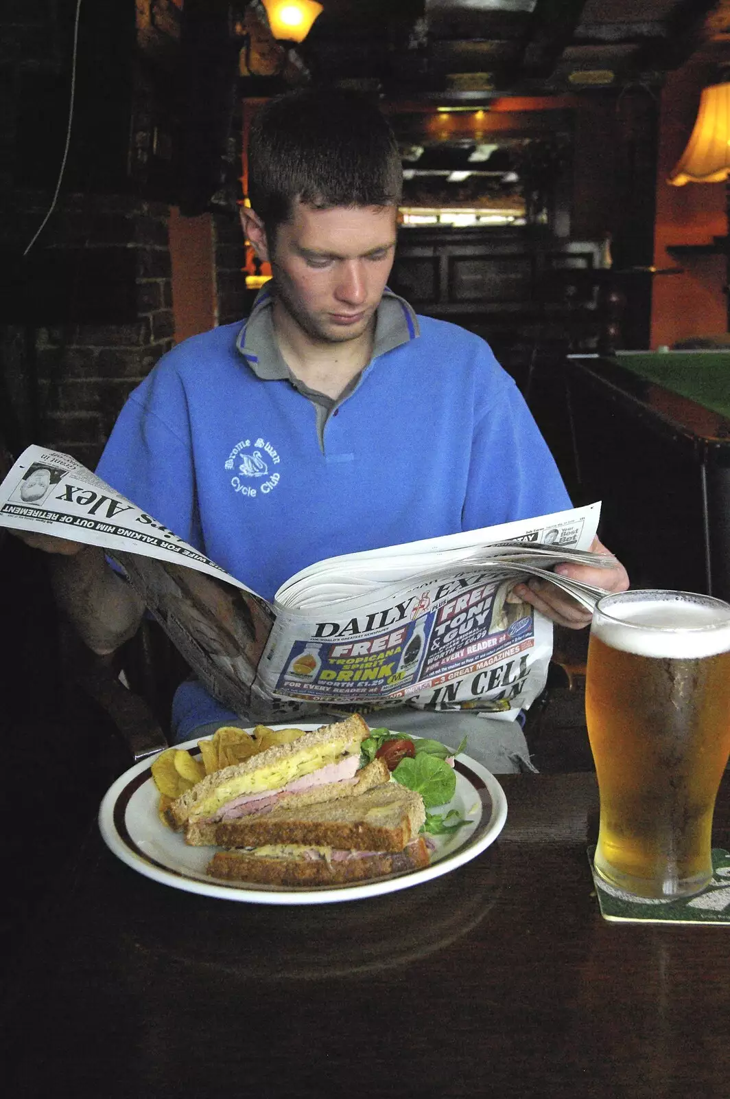 The Boy Phil reads the paper, from The BSCC Weekend Away, Thaxted, Essex - 10th May 2008