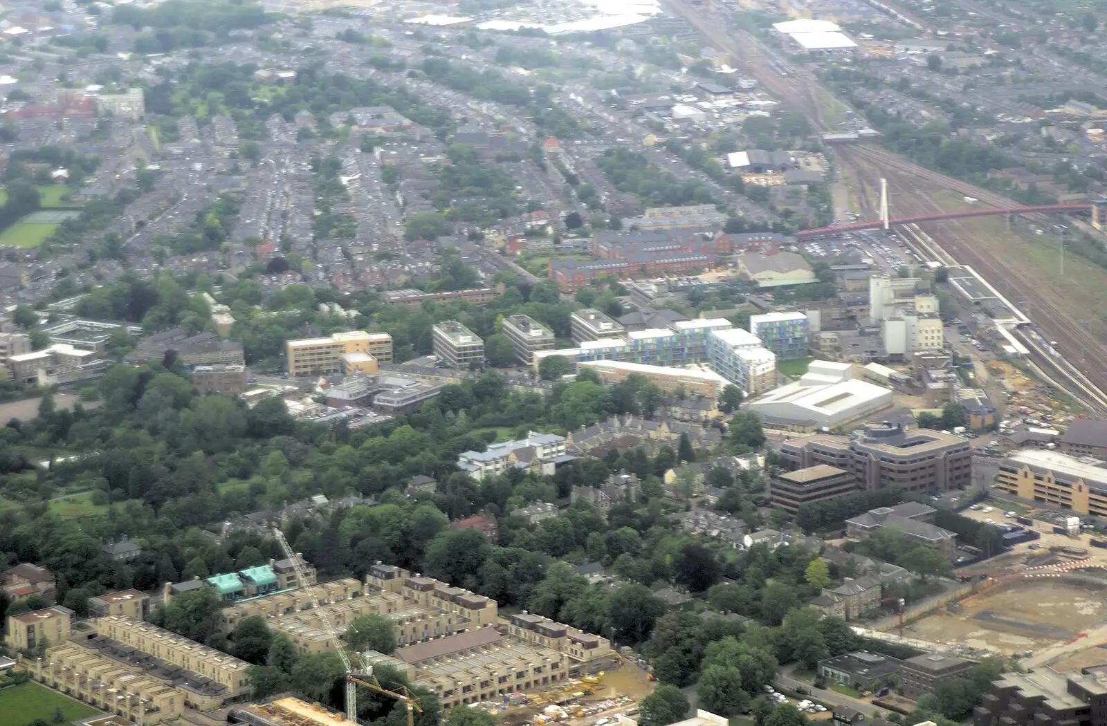 Cambridge, with the railway station to the right, from Nosher Flies a Plane, Cambridge Airport, Cambridge - 28th May 2008