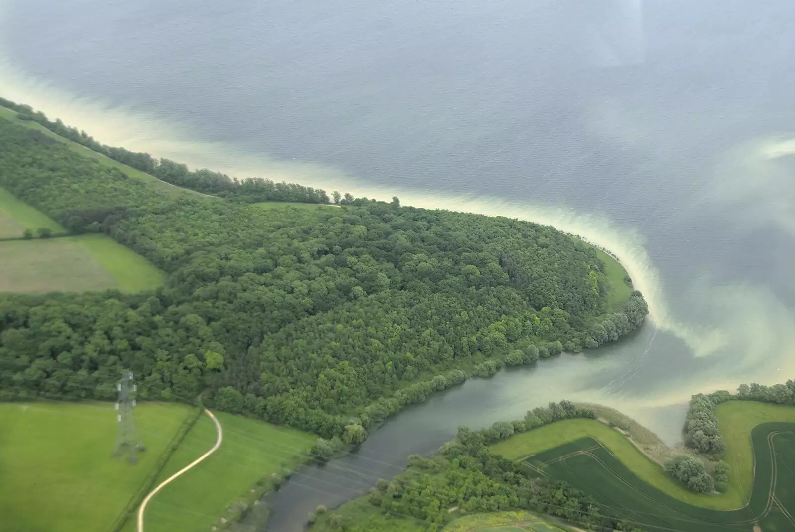 Sediment eddies around the shore, from Nosher Flies a Plane, Cambridge Airport, Cambridge - 28th May 2008