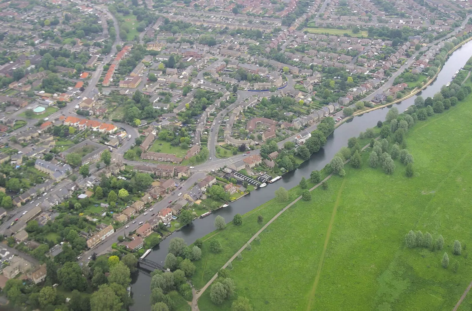 The Green Dragon bridge and the River Cam, from Nosher Flies a Plane, Cambridge Airport, Cambridge - 28th May 2008