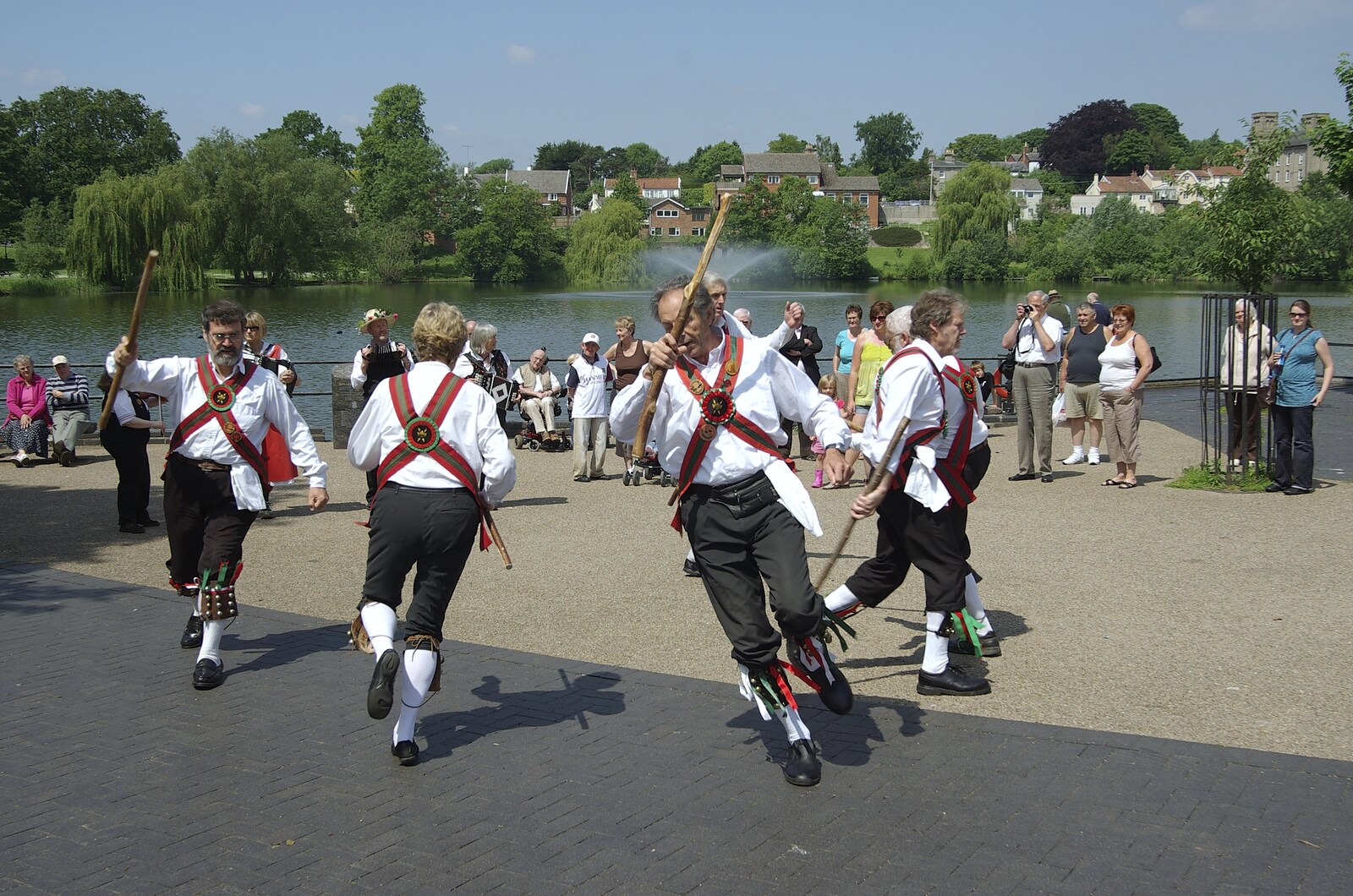 Morris Dancing, and Rick Wakeman Opens the Park Pavillion Mural, Diss, Norfolk - 30th May 2008: The Hoxne Hundred do something with sticks