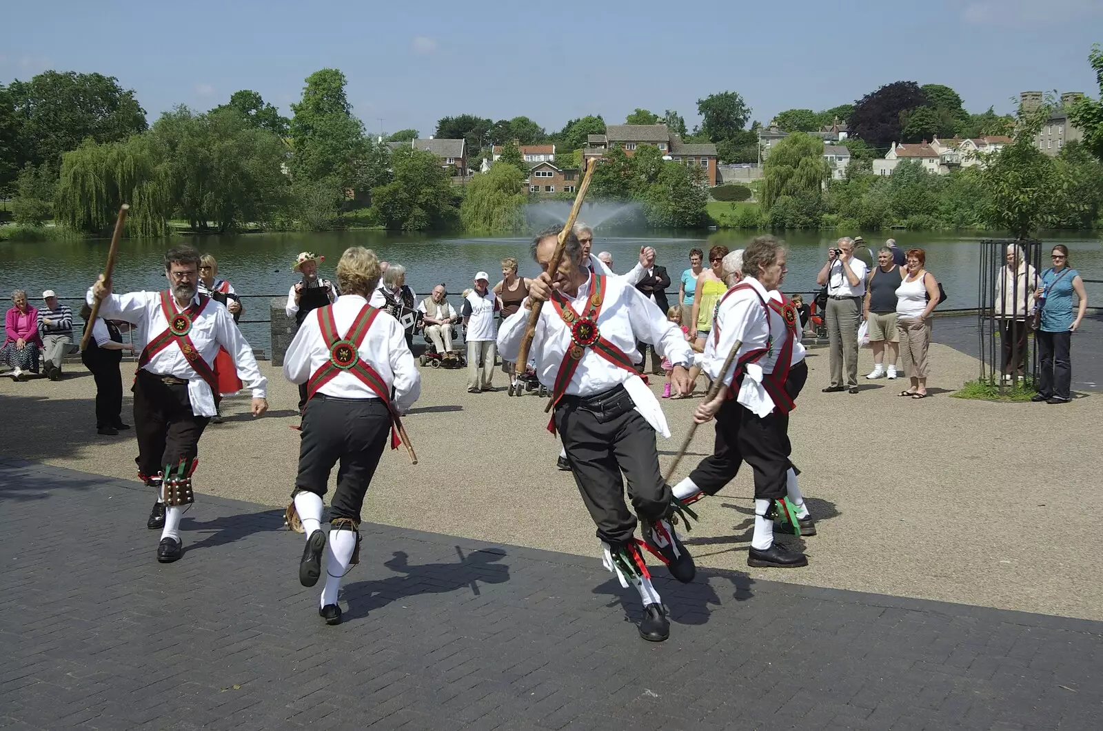 The Hoxon Hundred do something with sticks, from Morris Dancing, and Rick Wakeman Opens the Park Pavillion Mural, Diss, Norfolk - 30th May 2008