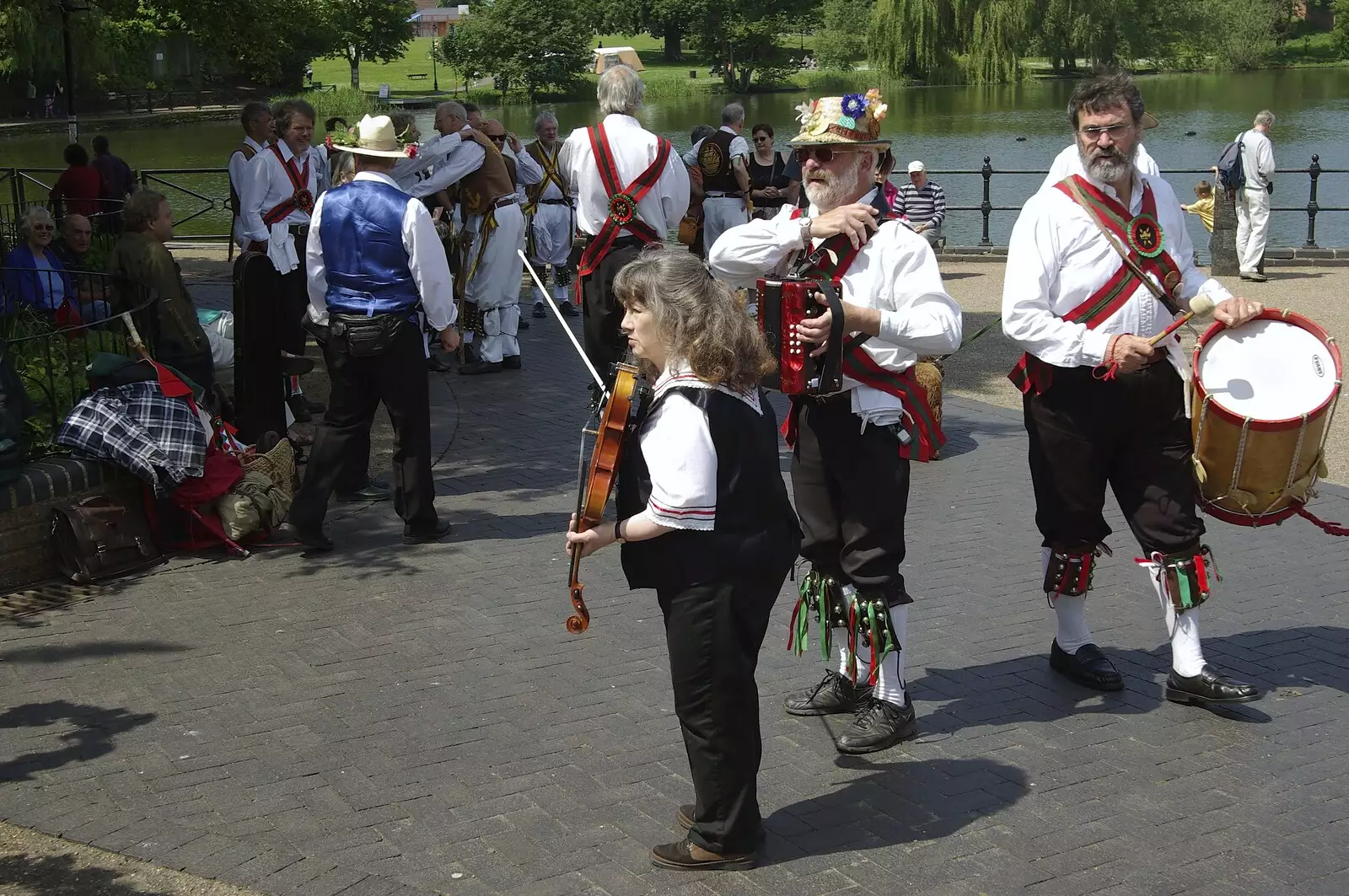 The band, from Morris Dancing, and Rick Wakeman Opens the Park Pavillion Mural, Diss, Norfolk - 30th May 2008