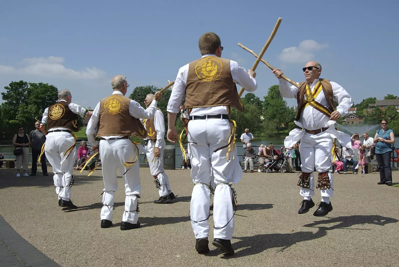 The men from Greenwich do the stick thing, from Morris Dancing, and Rick Wakeman Opens the Park Pavillion Mural, Diss, Norfolk - 30th May 2008