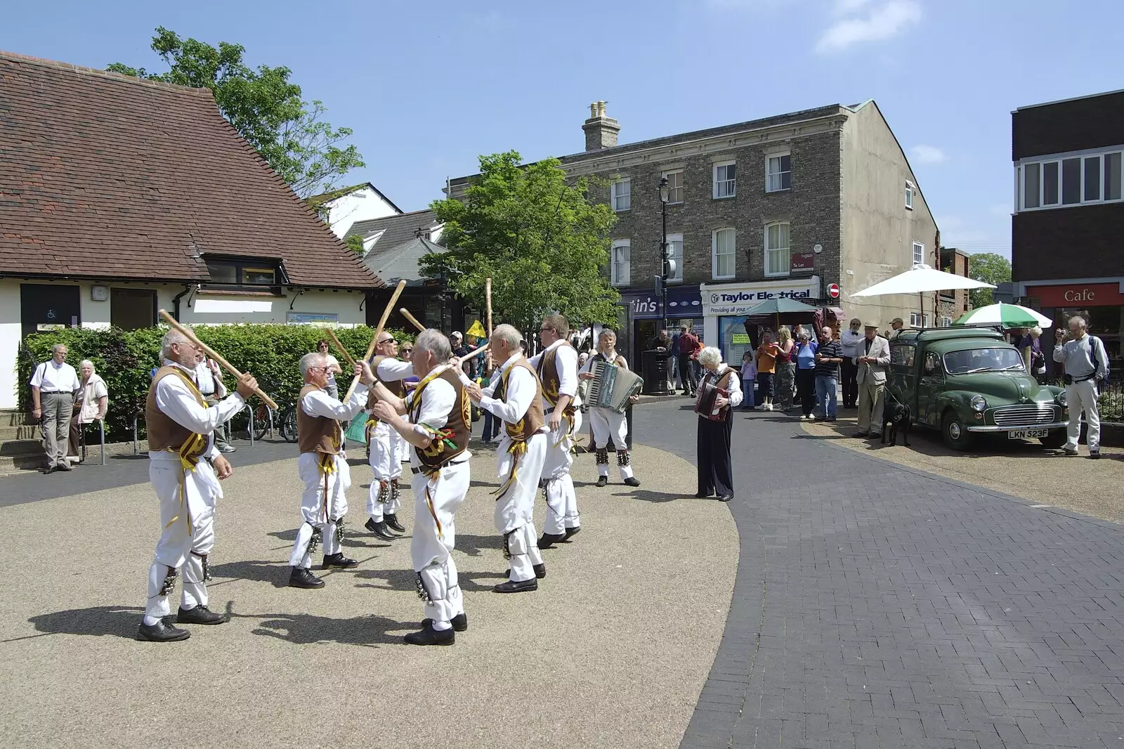 Morris dancing near the public toilets, from Morris Dancing, and Rick Wakeman Opens the Park Pavillion Mural, Diss, Norfolk - 30th May 2008