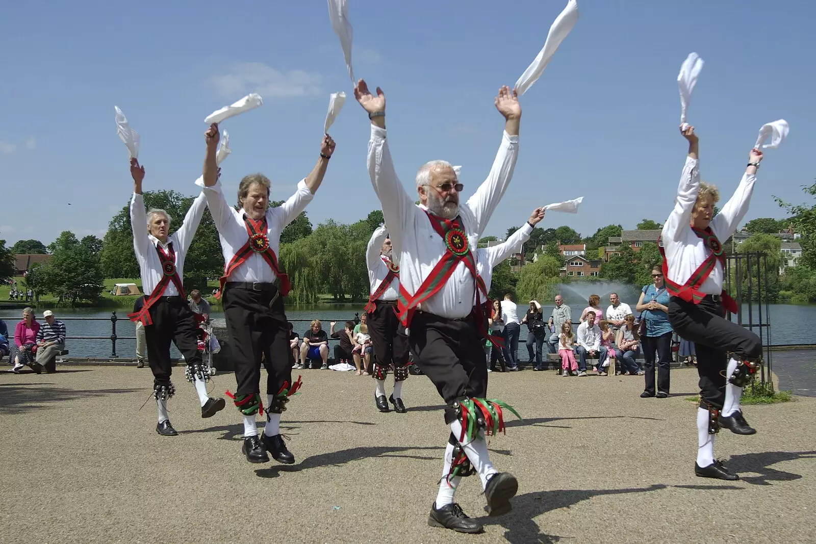 Wave your hankies in the air like you just don't care, from Morris Dancing, and Rick Wakeman Opens the Park Pavillion Mural, Diss, Norfolk - 30th May 2008