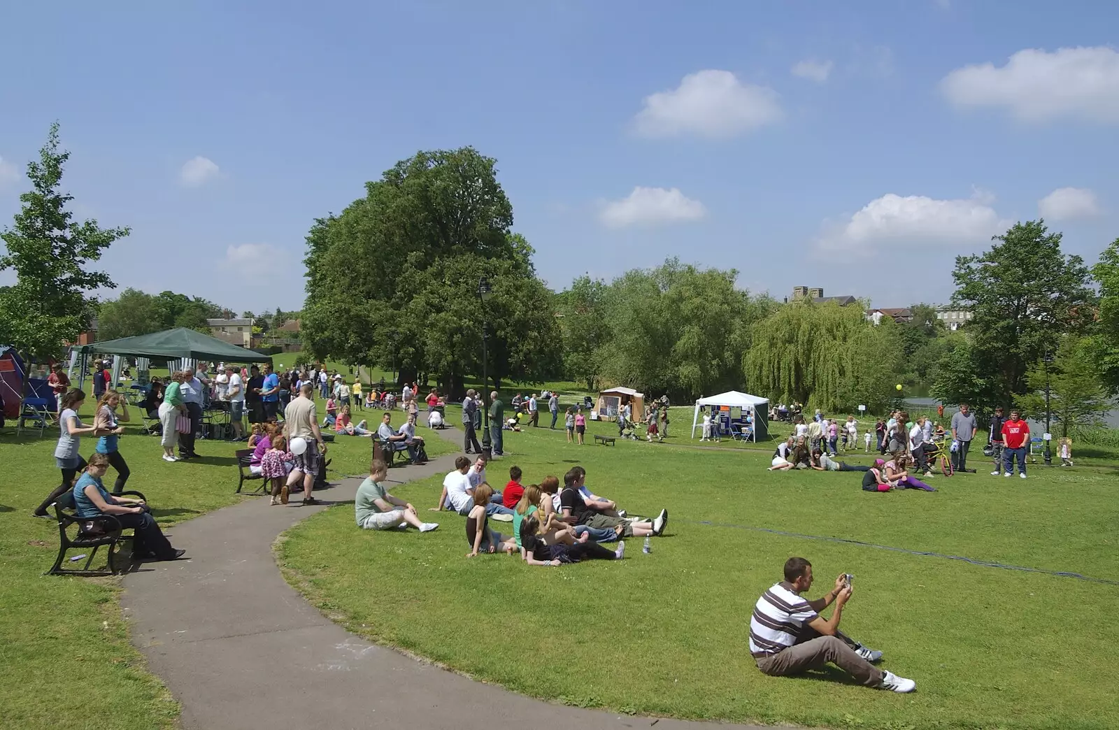 Crowds in the park, from Morris Dancing, and Rick Wakeman Opens the Park Pavillion Mural, Diss, Norfolk - 30th May 2008