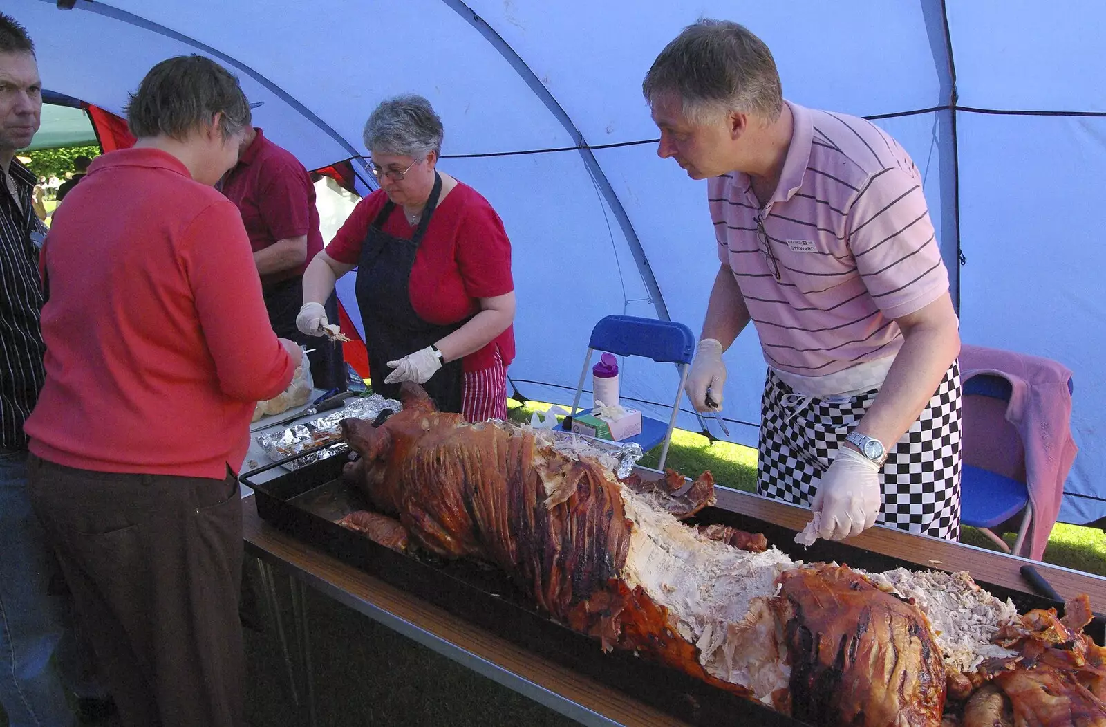 There's a hog roast going on, from Morris Dancing, and Rick Wakeman Opens the Park Pavillion Mural, Diss, Norfolk - 30th May 2008