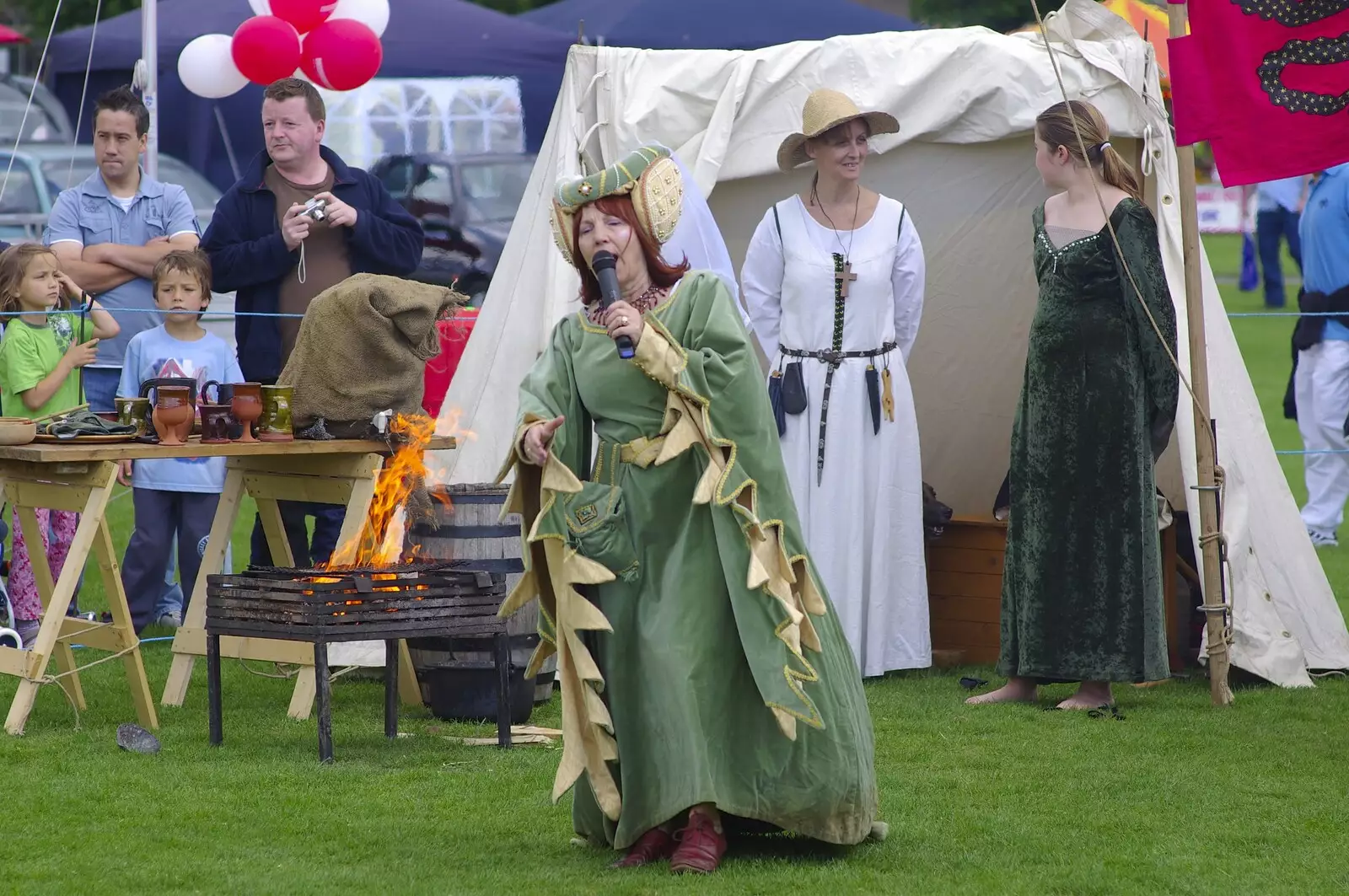 Maid Marion on microphone, from A New Bedroom, and The Cambridge County Show, Parker's Piece, Cambridge and Brome - 14th June 2008