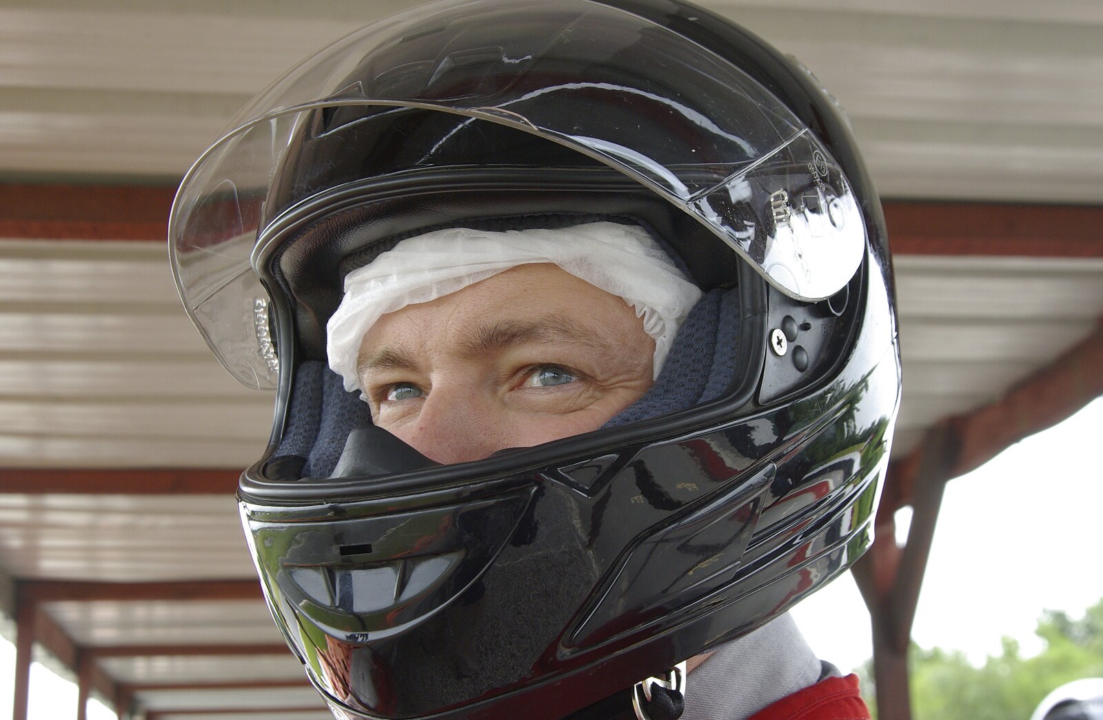 Driving a Racing Car, Three Sisters Racetrack, Wigan, Lancashire - 24th June 2008: Nosher peers out from his helmet